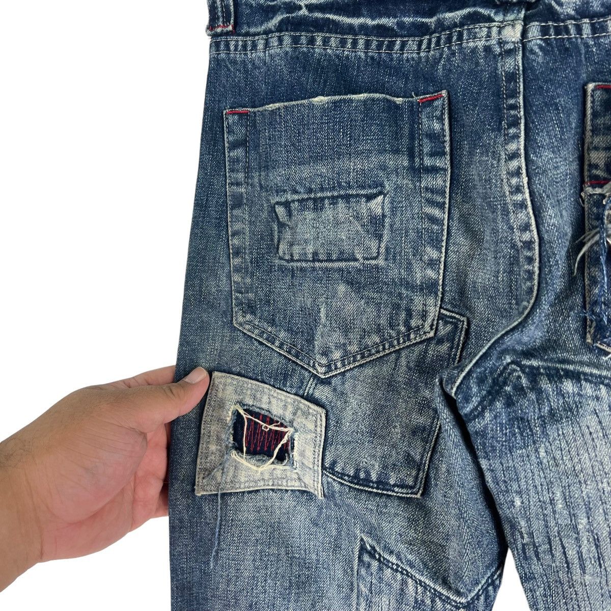 Hysteric Glamour 🔥ARMY OF ME BOWCUT PATCHWORK DENIM JEANS RARE DESIGN Size US 34 / EU 50 - 10 Thumbnail