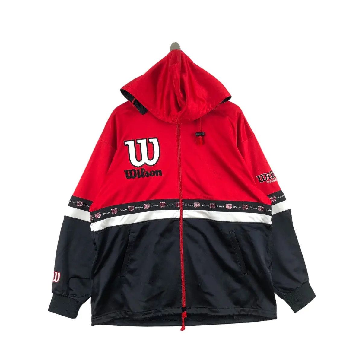 Vintage Vtg 90’ WILSON USA TENNIS Big Logo Side Tape Hoodie Zipper Size US XXL / EU 58 / 5 - 4 Thumbnail