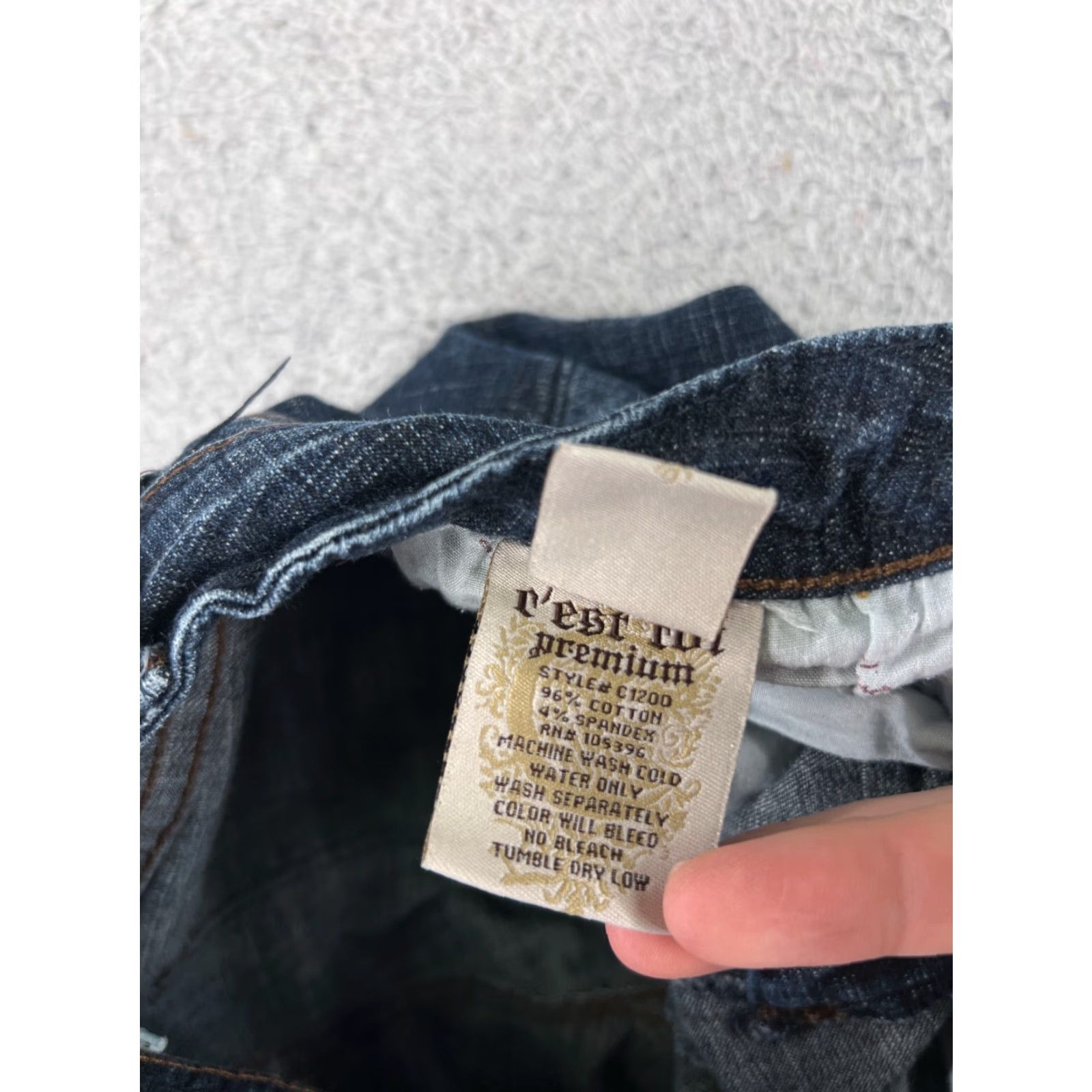 Denime C'est Toi Jeans Women Blue Denim Boot Cut Low Rise 22x29 Regular 29 in 5-Pocket Dark Wash Stretch Elastic Waist Cotton Blend Vintage No N/A Size 25" / US 0 / IT 36 - 5 Thumbnail