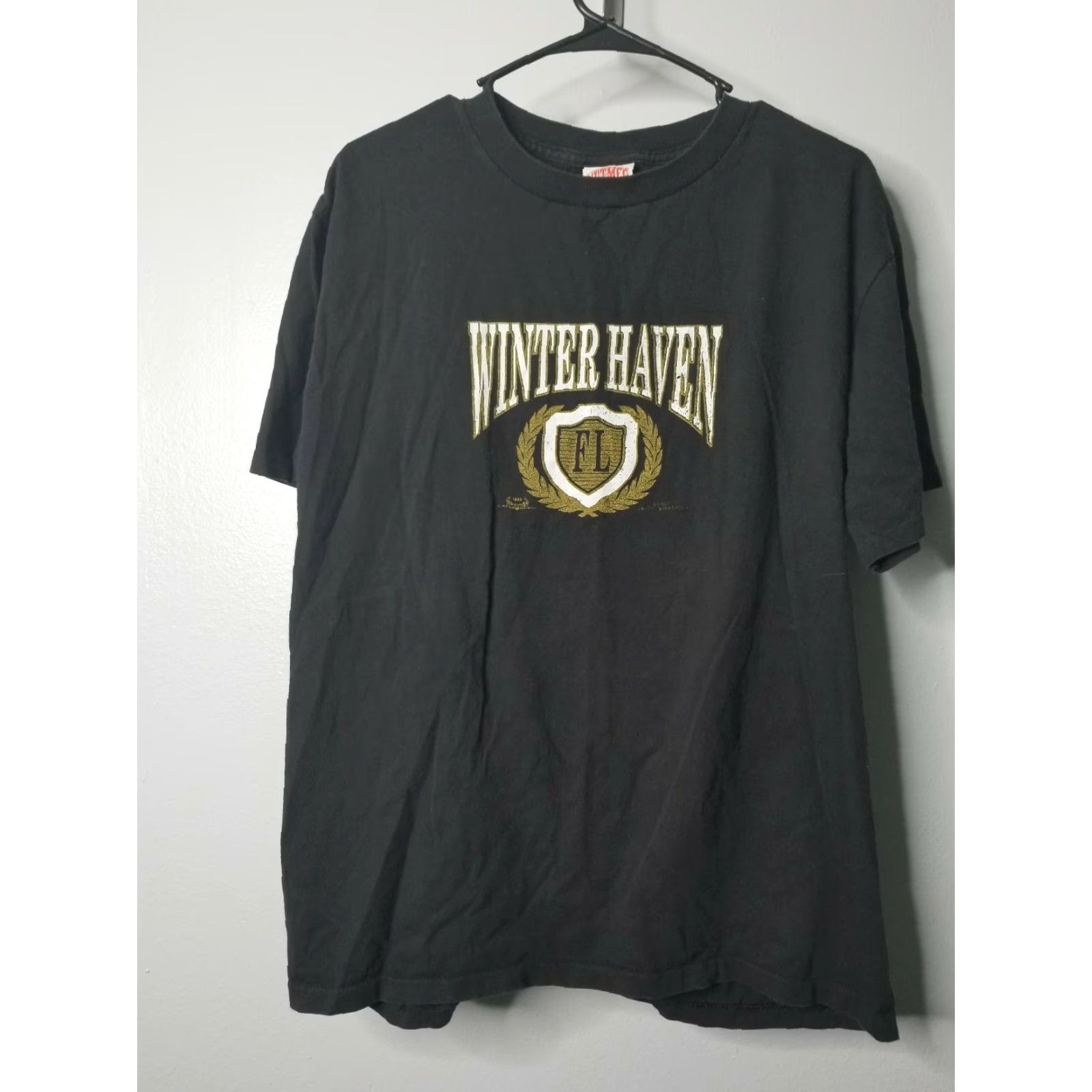 Nutmeg VTG 80s Mens L T Shirt Travel Souvenir Winter Haven FL Black USA Single Stitch Cotton Crew Neck Short Sleeve Nutmeg Brand Size US L / EU 52-54 / 3 - 2 Thumbnail