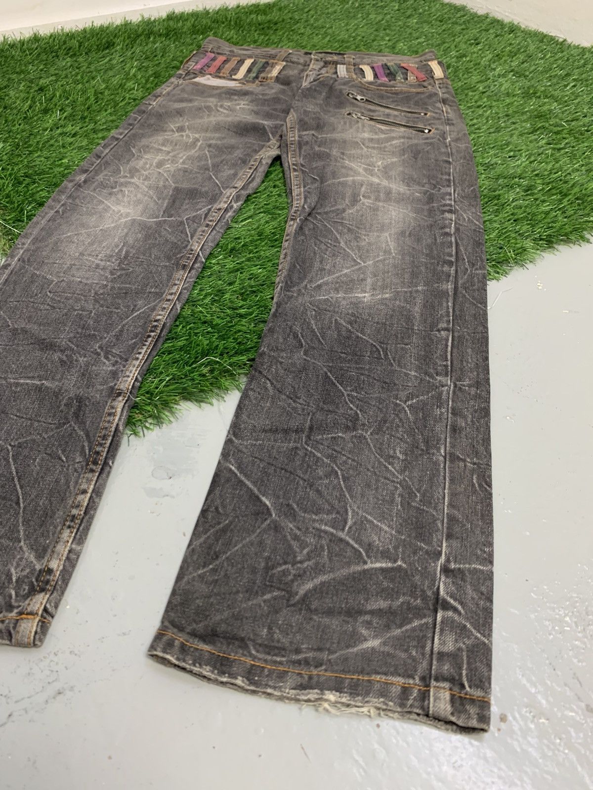 Vintage NYLAUS Double Waist Clawmark Distressed Faded Jean Size US 30 / EU 46 - 3 Thumbnail