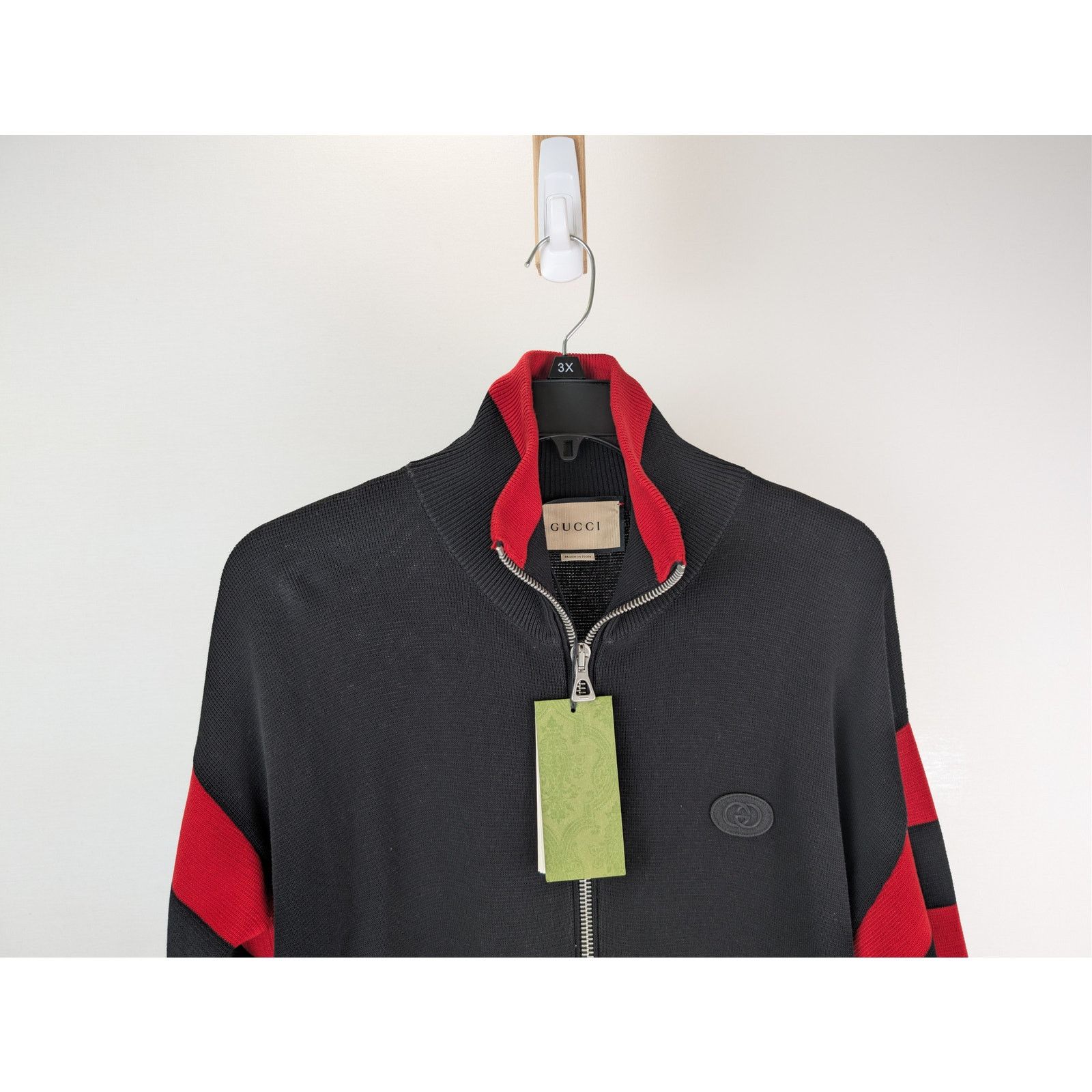 Gucci o1rshd1 Cotton Long Sleeve Bomber Jacket in Black/Red Size US XL / EU 56 / 4 - 3 Thumbnail