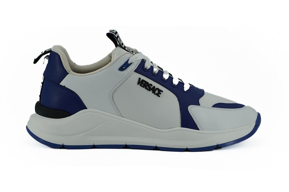 Versace Elegant Blue and White Leather Men's Sneakers Size US 12 / EU 45 - 1 Thumbnail