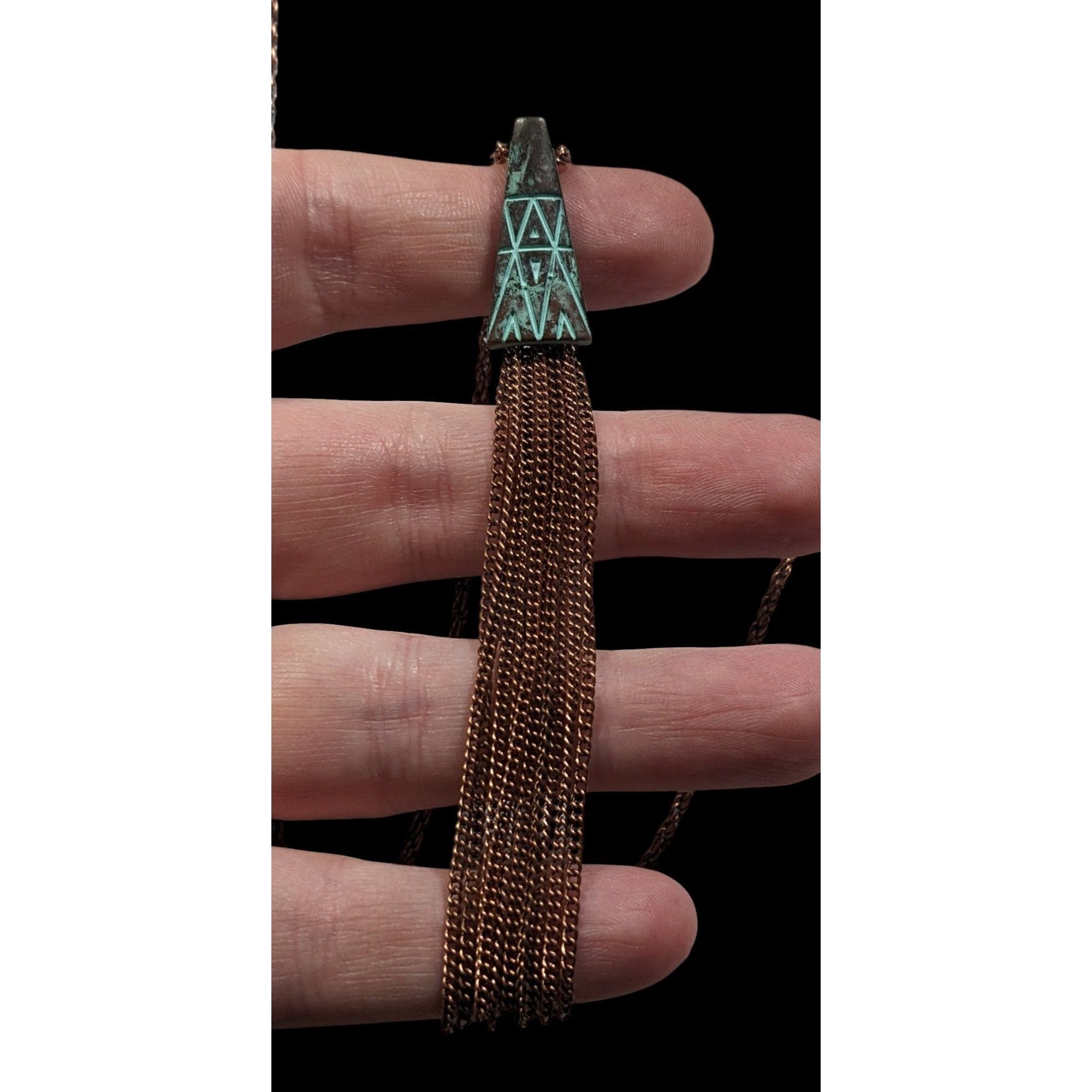 Other Bohemian Copper Tone Southwestern Patterned Tassel Necklace Size ONE SIZE - 2 Thumbnail