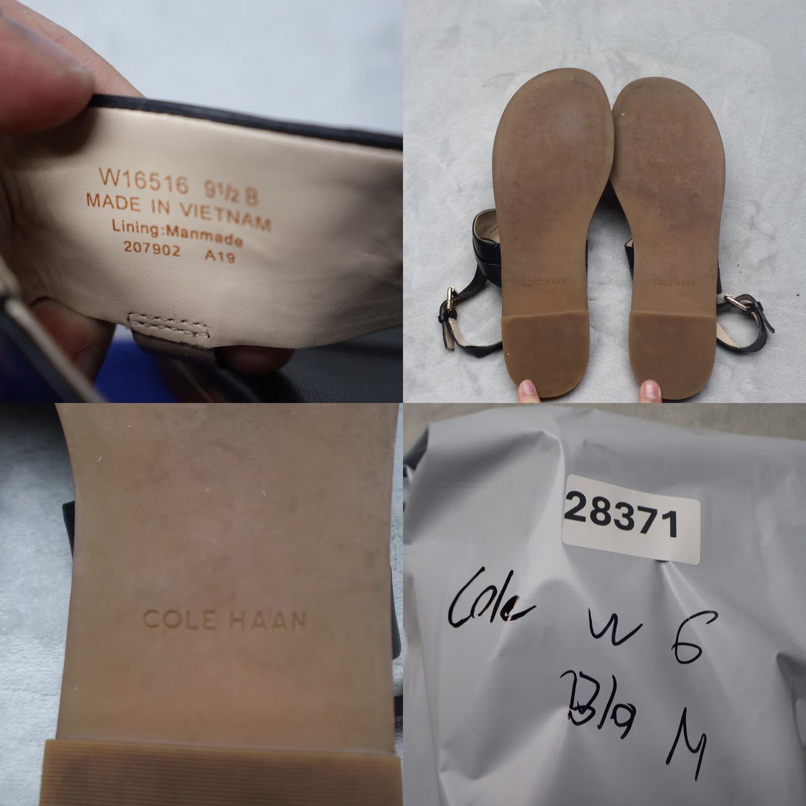 Cole Haan Cole Haan Women Sandals Black Leather T-Strap Buckle Flat Summer 9.5B Size US 10 / IT 40 - 8 Thumbnail