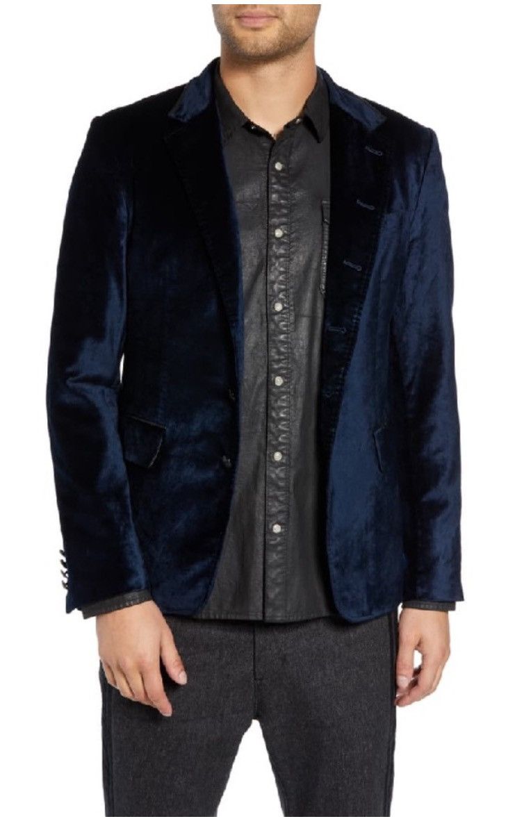 John Varvatos Velvet Dinner Jacket With Leather Trim. Medium Size US M / EU 48-50 / 2 - 5 Thumbnail