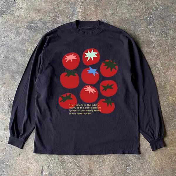 Japanese Brand Black street fashion tomato pattern cotton long sleeve shirt Size US L / EU 52-54 / 3 - 3 Thumbnail