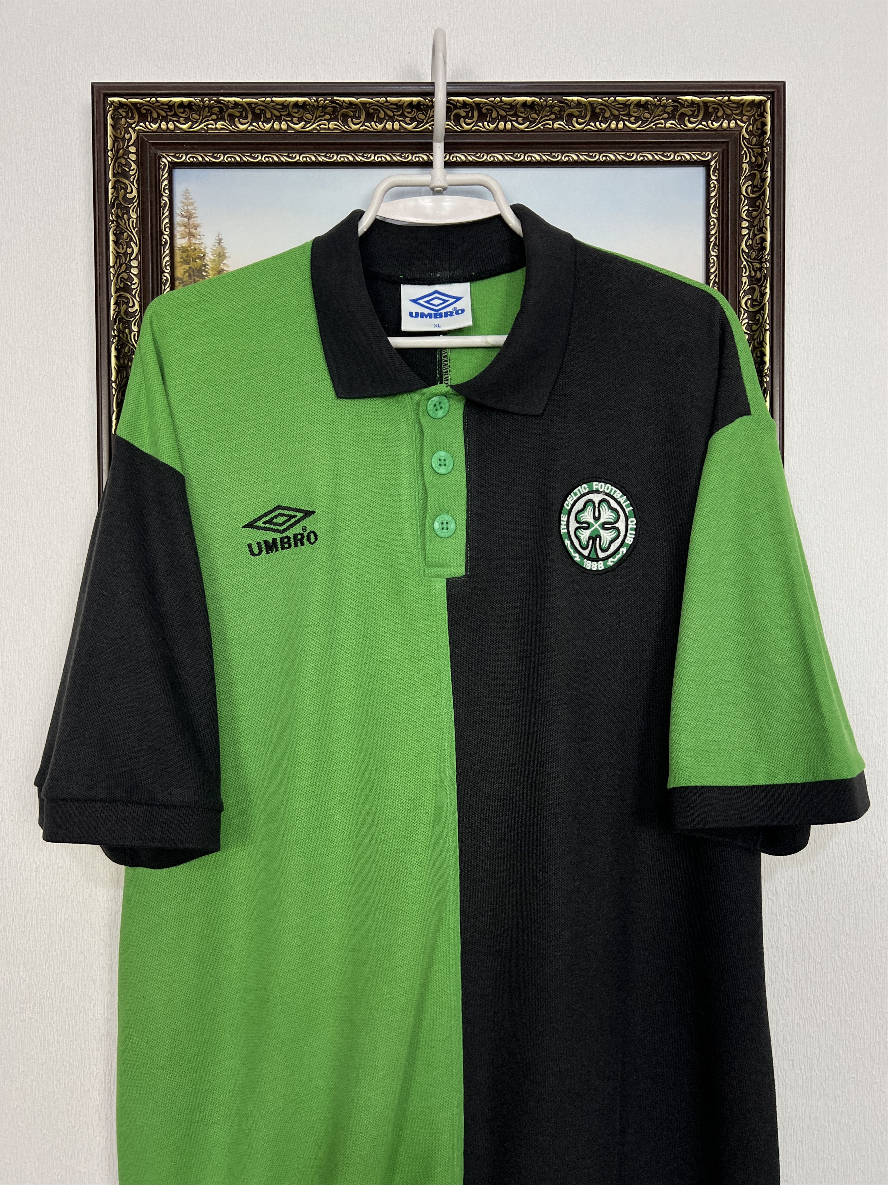 Umbro Vintage 90's Celtic Football Train Polo Soccer Jersey Trikot Size US XL / EU 56 / 4 - 2 Thumbnail
