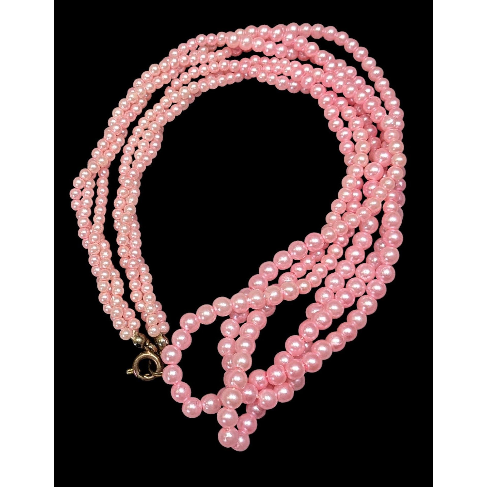 Other Coquette Pink Faux Pearl Triple Strand Twisted Necklace Size ONE SIZE - 1 Thumbnail