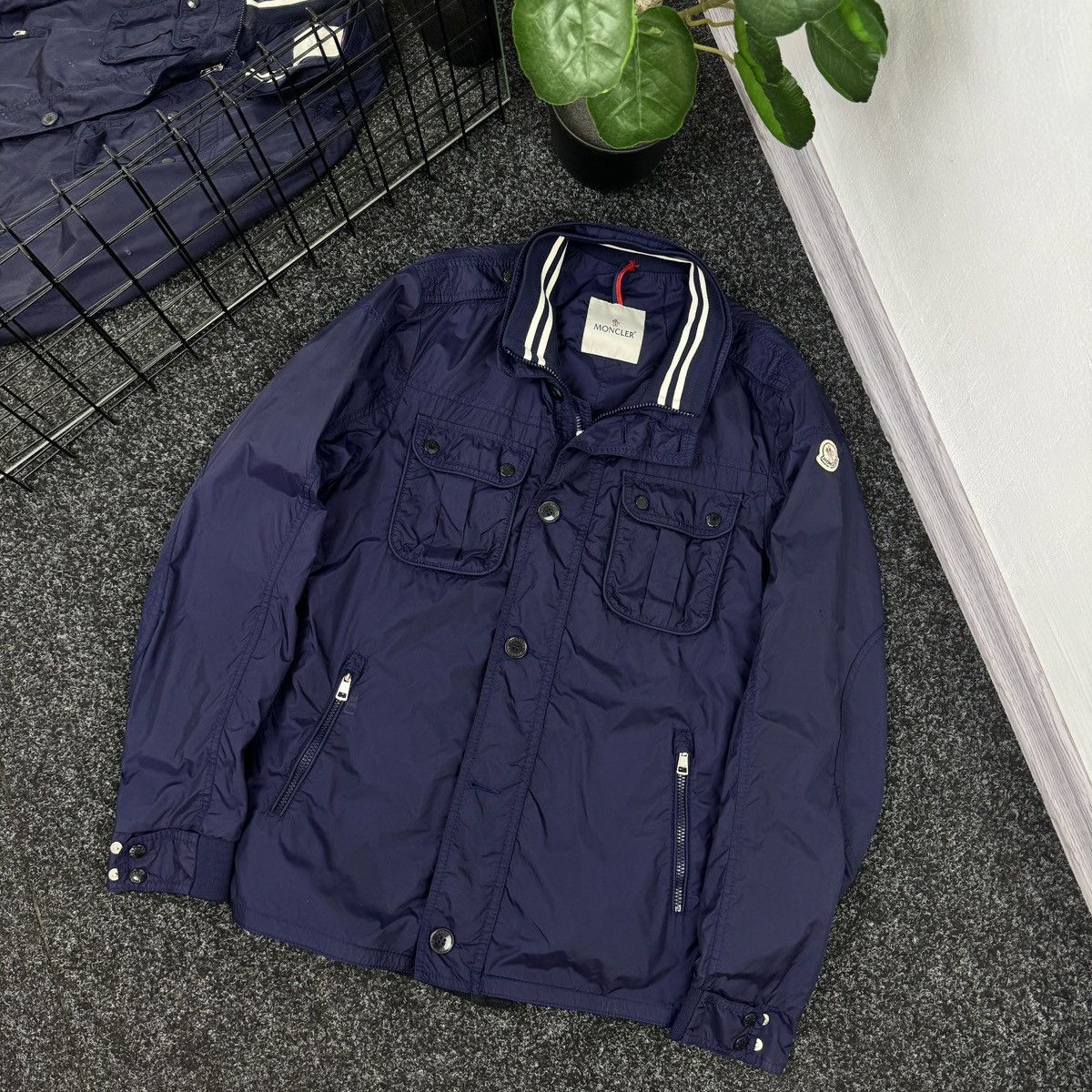 image of Light Jacket Moncler Blue Nylon Mate Zipper Windbreaker, Men's (Size Large)