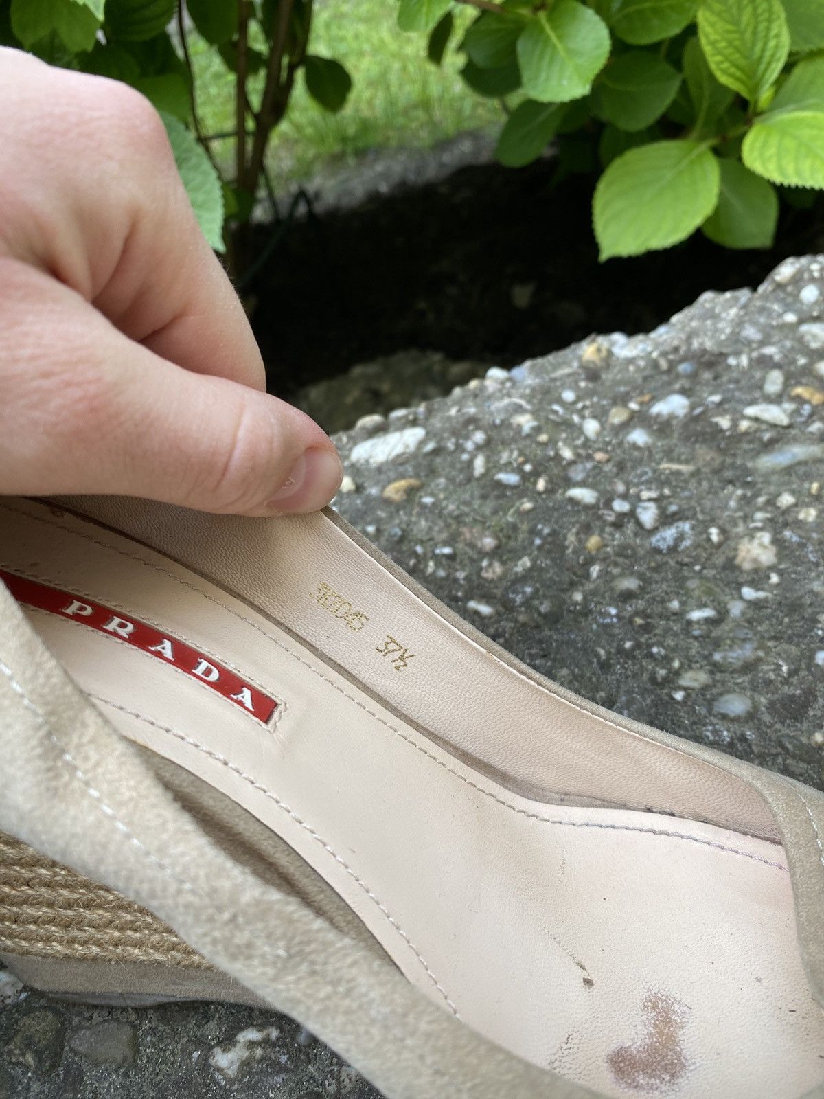 Prada Vintage Prada beige Suede Espadrille Wedge Sandals Size US 7.5 / IT 37.5 - 5 Thumbnail