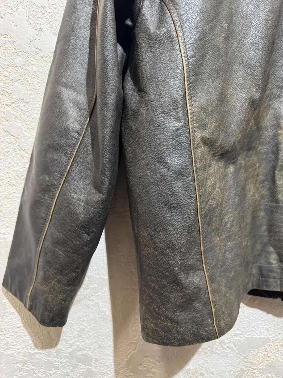 Ben Sherman Ben Sherman Vintage Heavy Faded Leather Jacket Size XL Size US XL / EU 56 / 4 - 11 Thumbnail