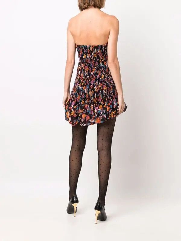 Saint Laurent Paris o1bcso1str1125 Strapless Smocked Mini dress in Multicolor Size S / US 4 / IT 40 - 3 Thumbnail