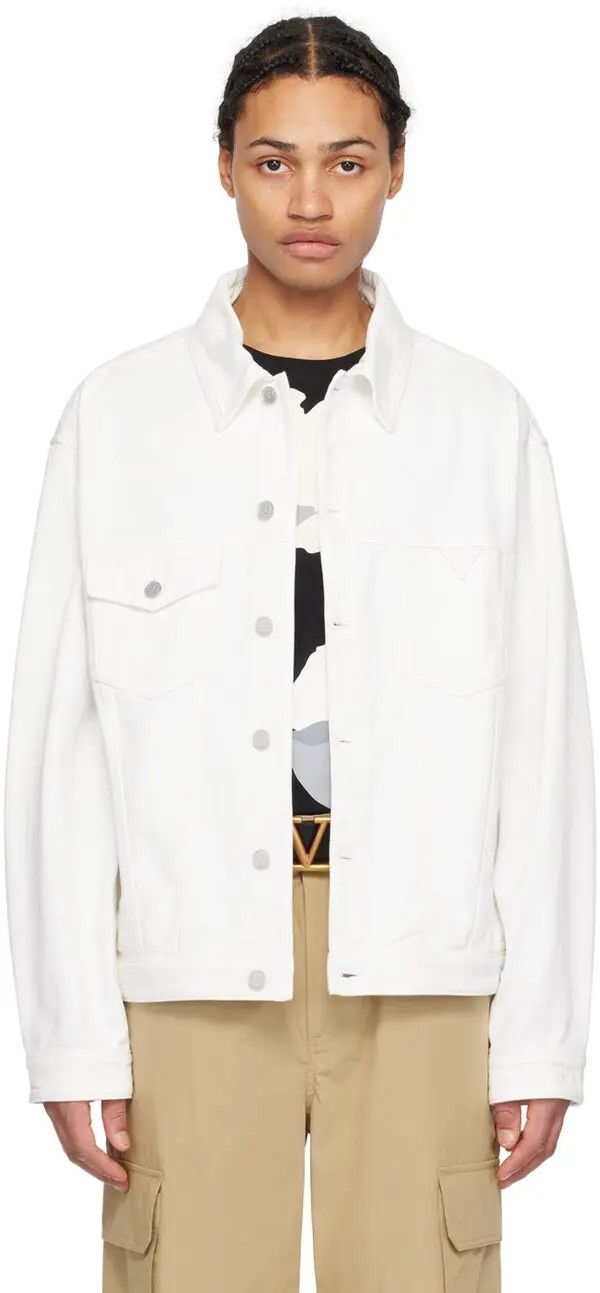 Valentino o1y0525 Denim Jacket in White Size US S / EU 44-46 / 1 - 1 Thumbnail