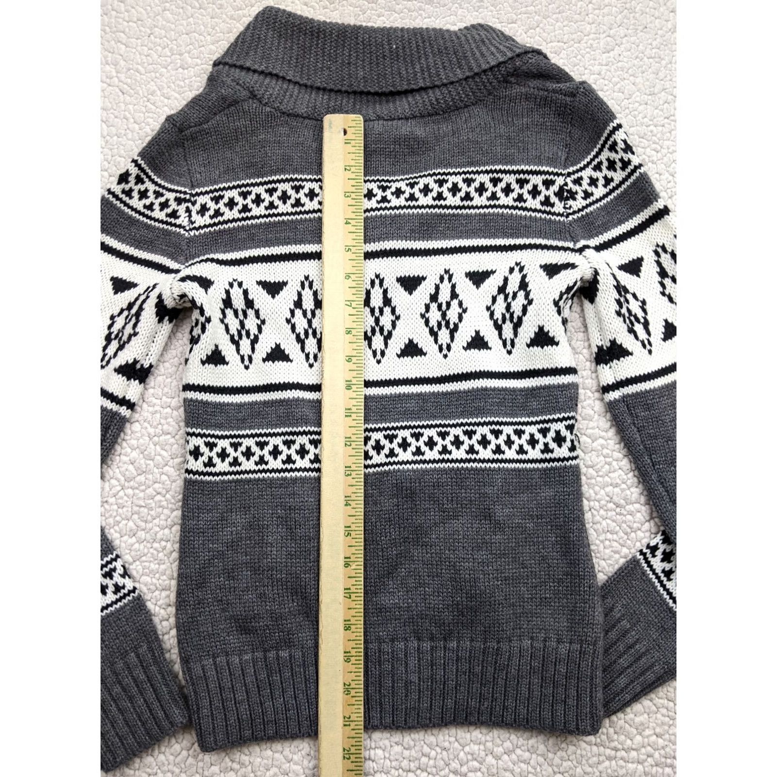 Changes Love Change Women S Gray White Knit Sweater Fair Isle Cowl Neck Pullover S Gray Woolless Knit Pullover Womens Sweater Size S / US 4 / IT 40 - 5 Thumbnail