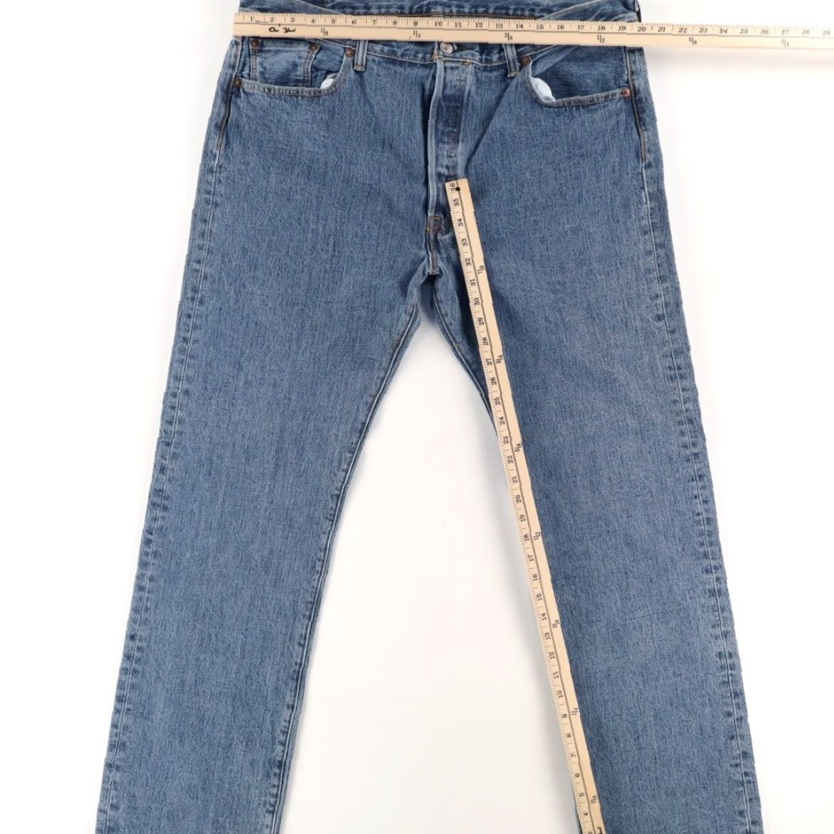 Denime Levis 501 Button Fly Cotton Denim Jeans Pants Blue Men's 40 Size US 40 / EU 56 - 3 Thumbnail