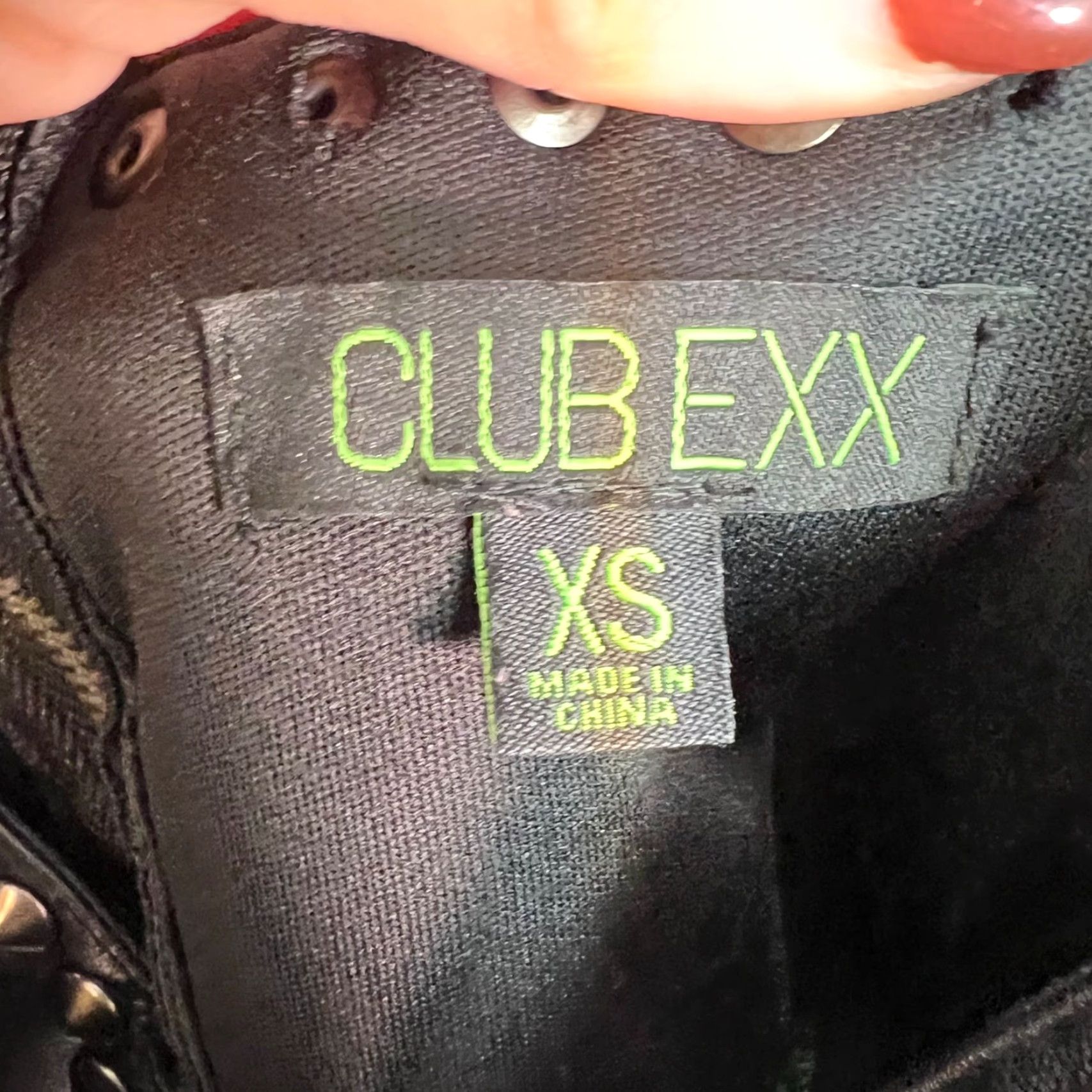 Vintage Club Exx Bodysuit XS Black Faux Leather Studded Buckles Zipper Back Women Sleeveless Shirt? Size XS / US 0-2 / IT 36-38 - 3 Thumbnail