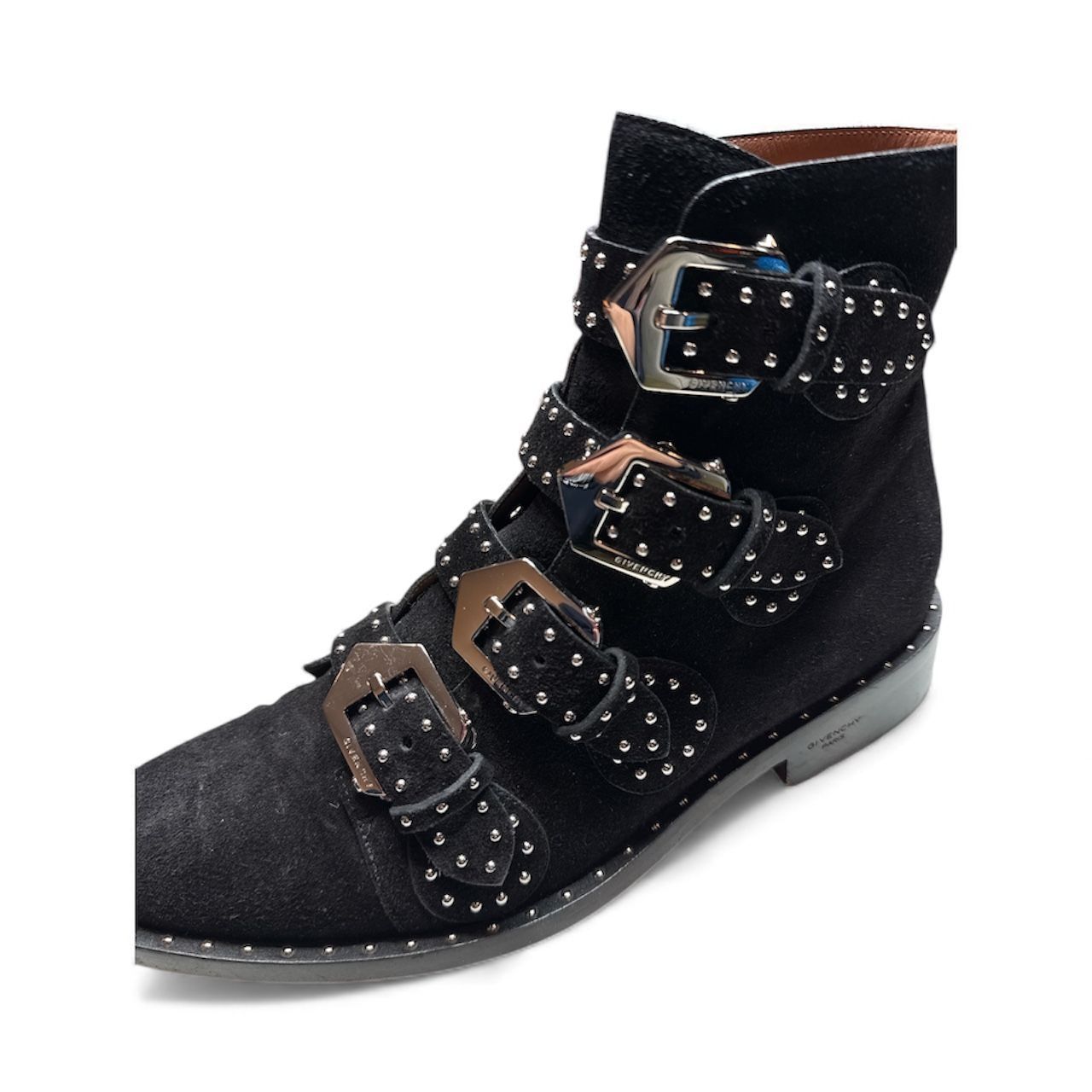 Givenchy GIVENCHY Boots Elegant Black Silver Studded Suede Buckle Det Size US 8.5 / IT 38.5 - 8 Thumbnail