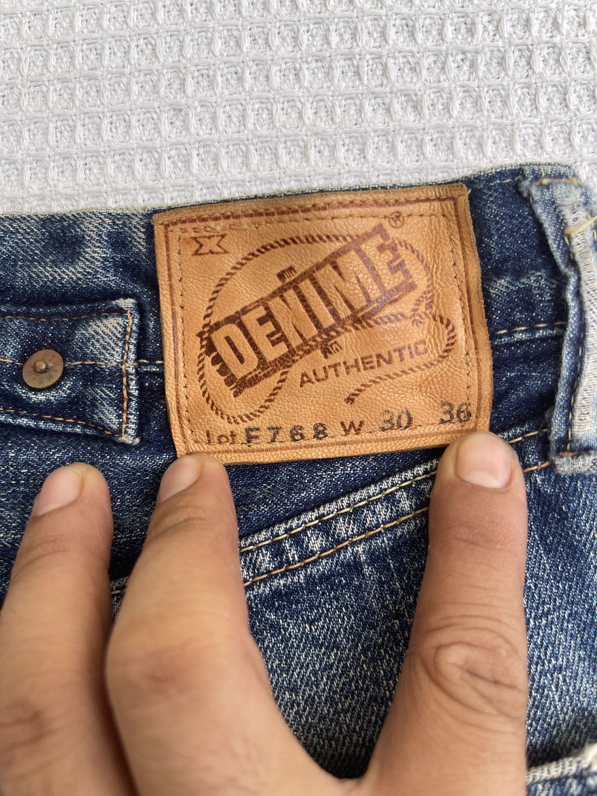 Denime Rare🔥Vintage DENIME Japan Slevedge Distressed Jeans Size US 30 / EU 46 - 12 Thumbnail
