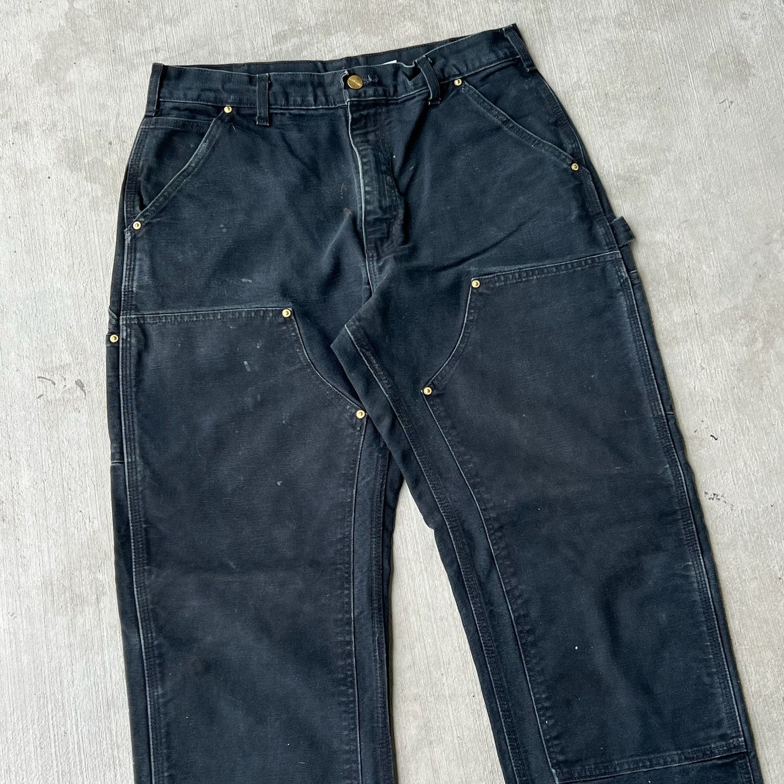 Carhartt × Vintage Carhartt faded black double knee work wear carpenter pants Size US 31 - 2 Thumbnail