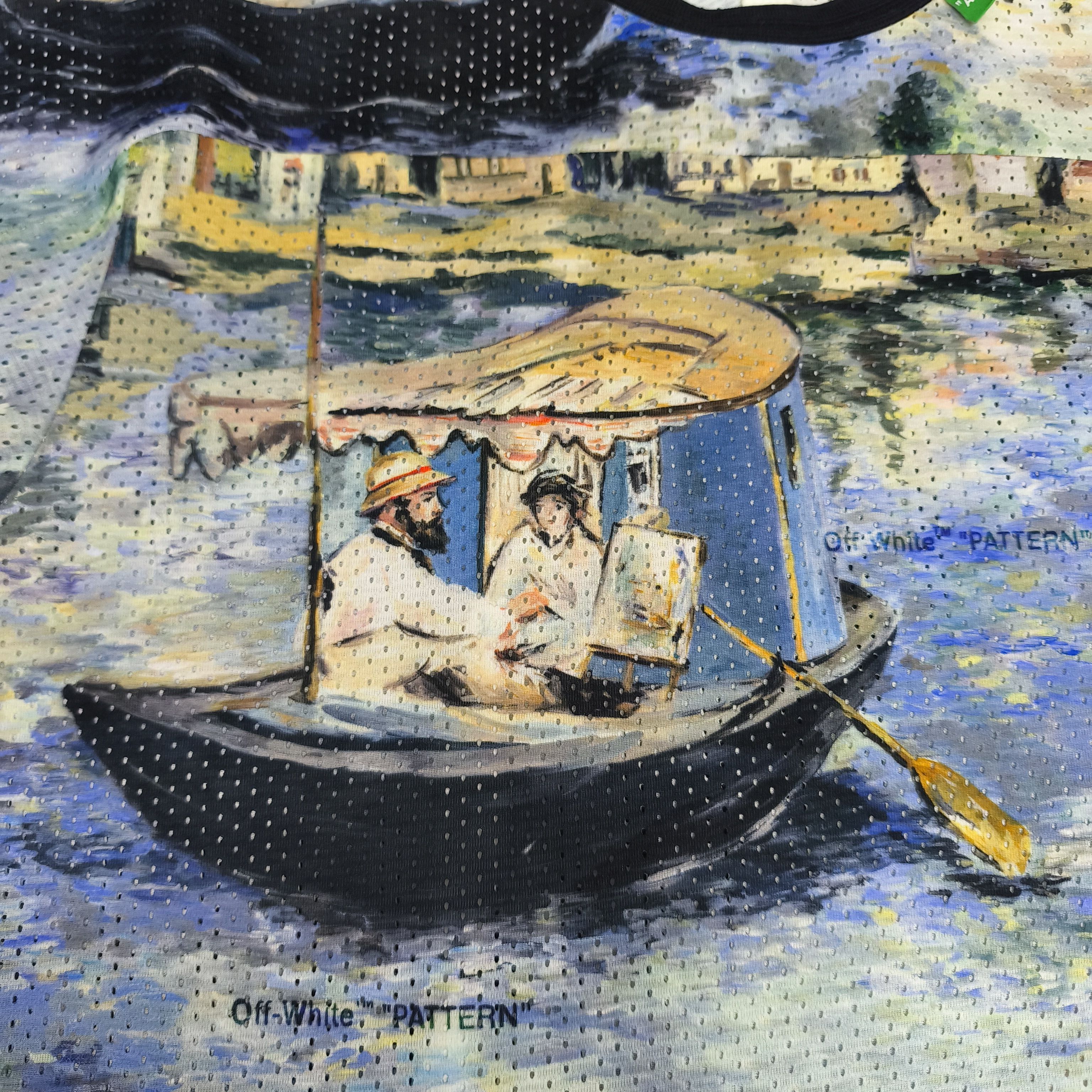 Off-White 2019 Virgil Abloh Mesh Impressionism Lake Logo T-Shirt Size US L / EU 52-54 / 3 - 8 Thumbnail