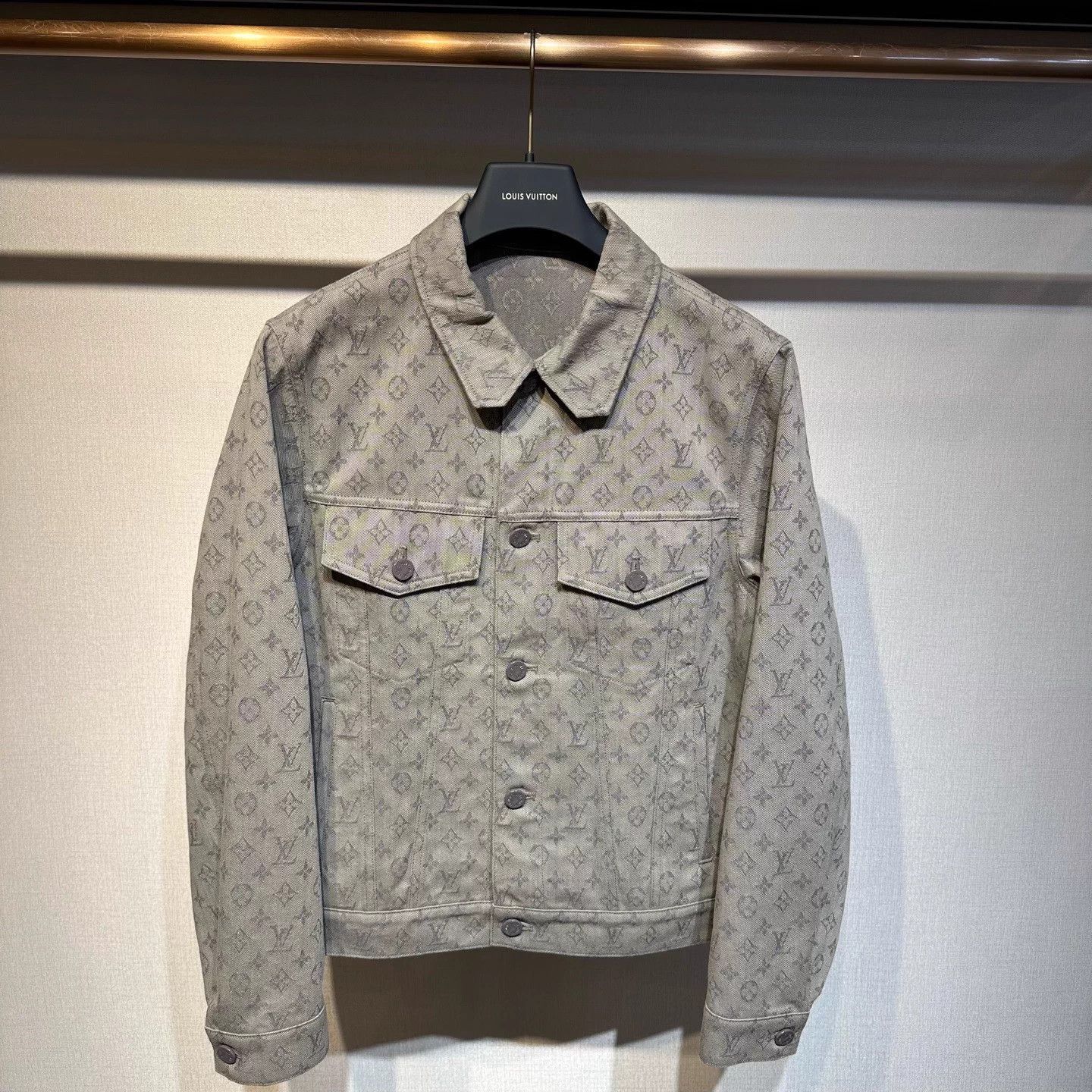 Louis Vuitton LV Gray All Over Monogram Denim Jacket Size 52 New Size US L / EU 52-54 / 3 - 1 Thumbnail