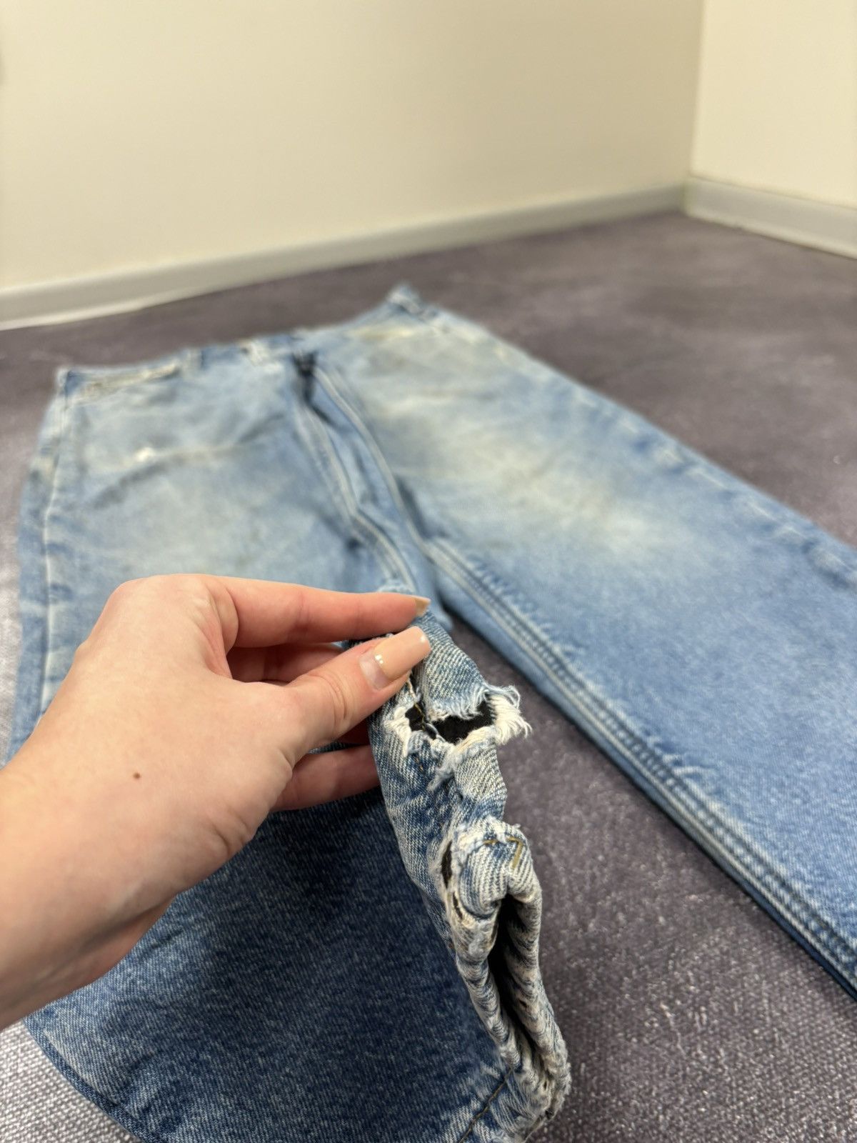 Carhartt Vintage 90s Carhartt Blue Denim Insulated Hype Baggy Jeans Size US 34 / EU 50 - 11 Thumbnail