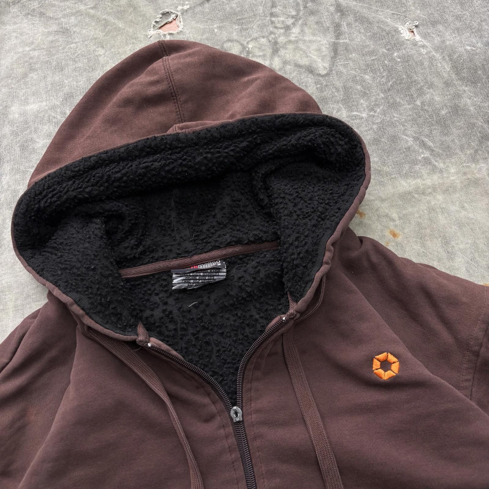 Southpole Vintage Faded Chocolate Brown Sherpa Lined Full Zip Hoodie Size US XL / EU 56 / 4 - 2 Thumbnail