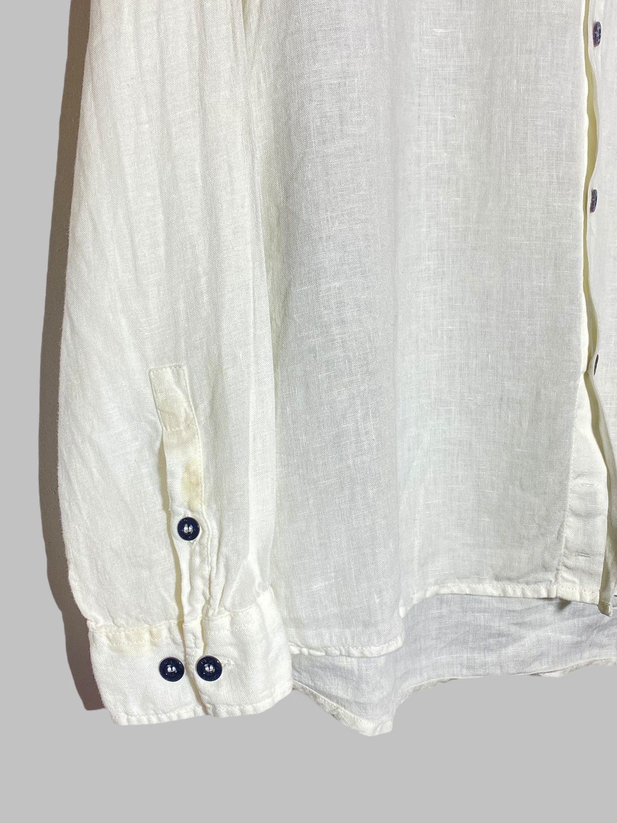 Stone Island Vintage Stone Island White Linen Shirt Old Money Vibes Size US L / EU 52-54 / 3 - 8 Thumbnail