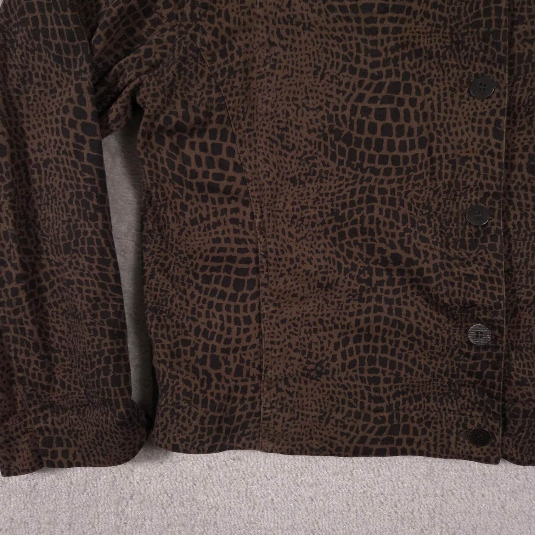 Vintage Chicos Design Jacket Womens 3 Brown Croc Animal Print Cotton Stretch Button Up Jacket/Casual Womens 3 Brown Croc Animal Print Cotton Stretch Button Up Size XS / US 0-2 / IT 36-38 - 4 Thumbnail