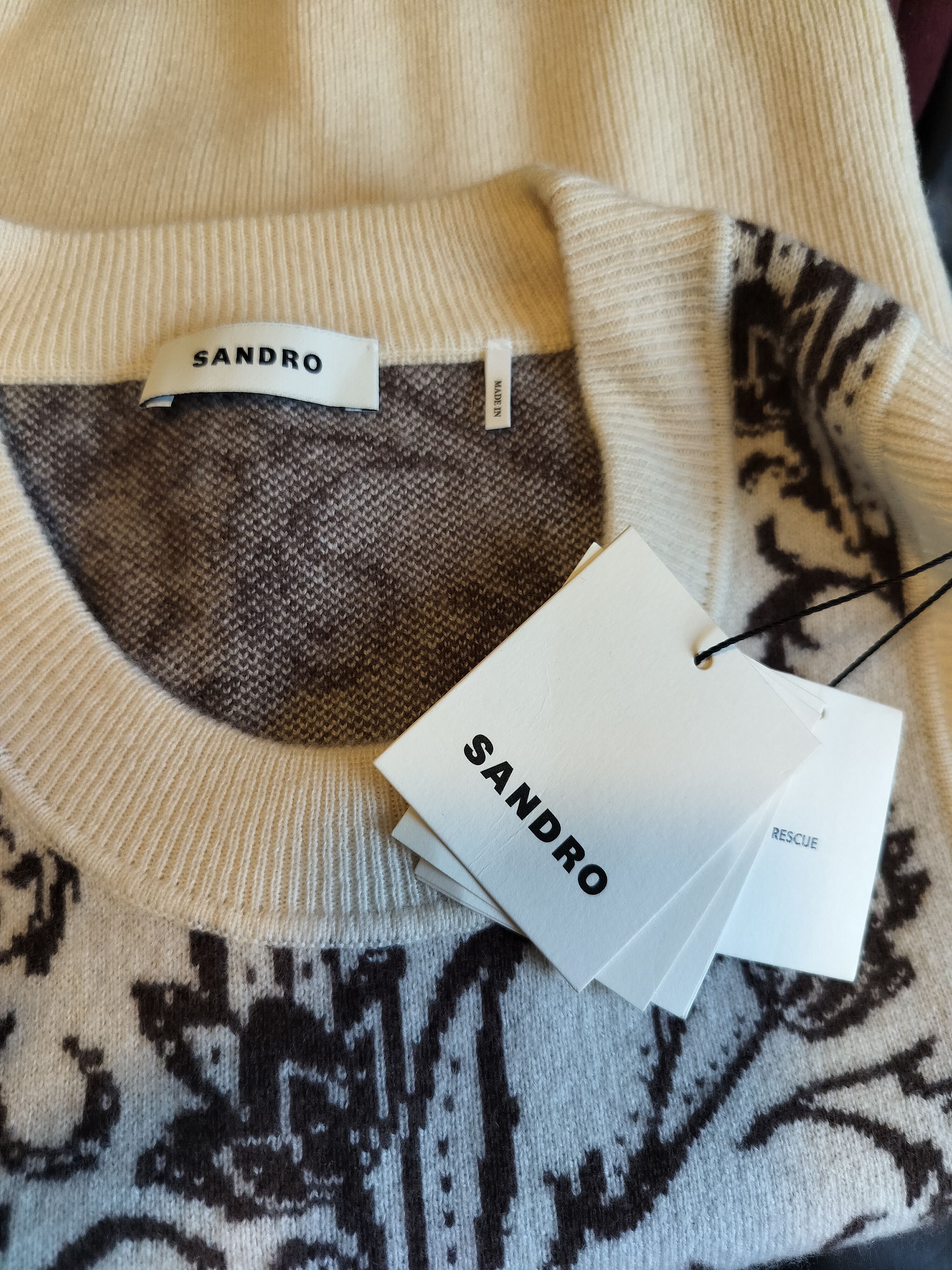 Sandro Sandro, New With Tags, Wool Chasmire Knit Top Size XS / US 0-2 / IT 36-38 - 6 Thumbnail