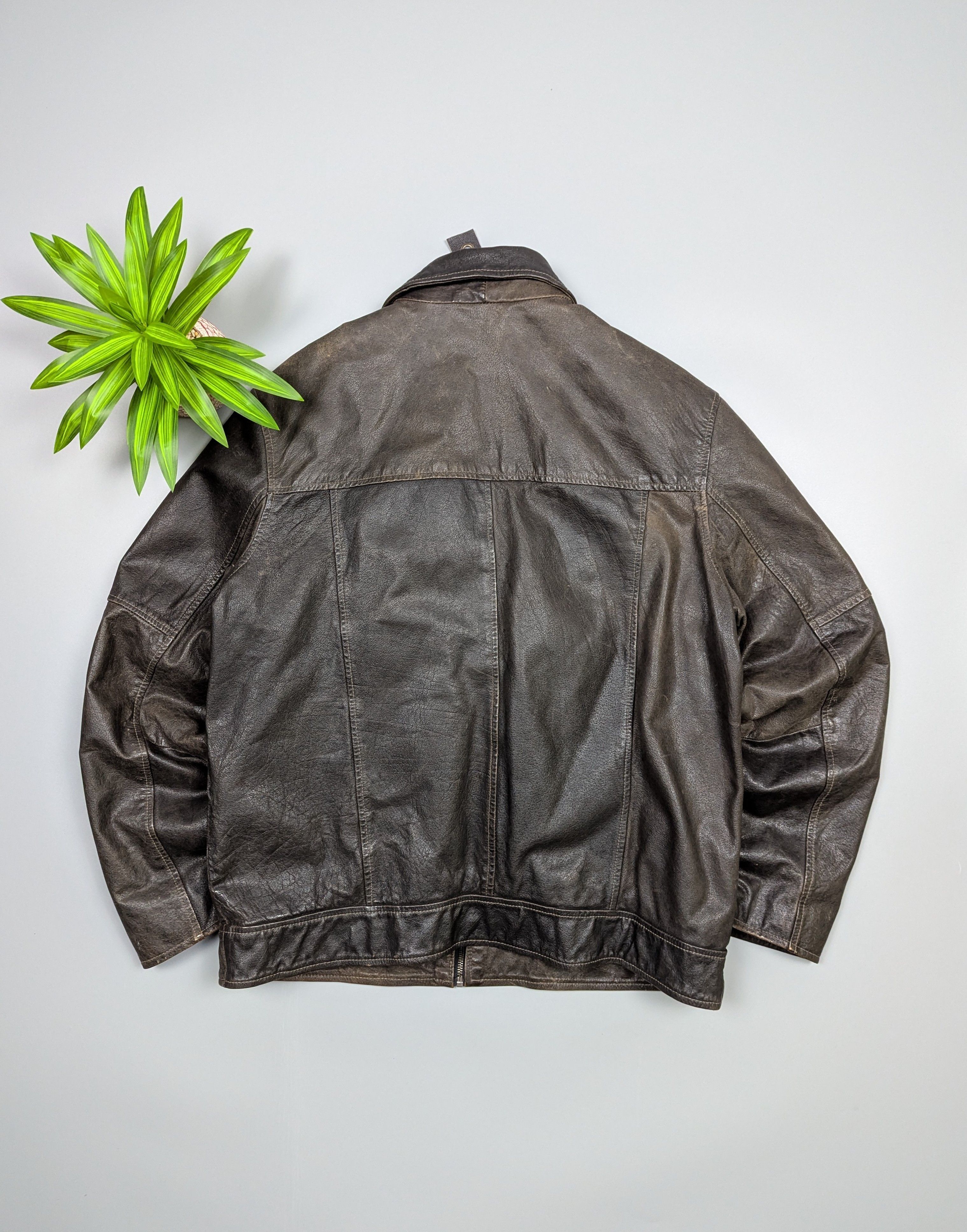 Vintage TRAPPER Mens Brown Multi-Pocket Leather Vintage Biker Jacket Size US XL / EU 56 / 4 - 16 Thumbnail