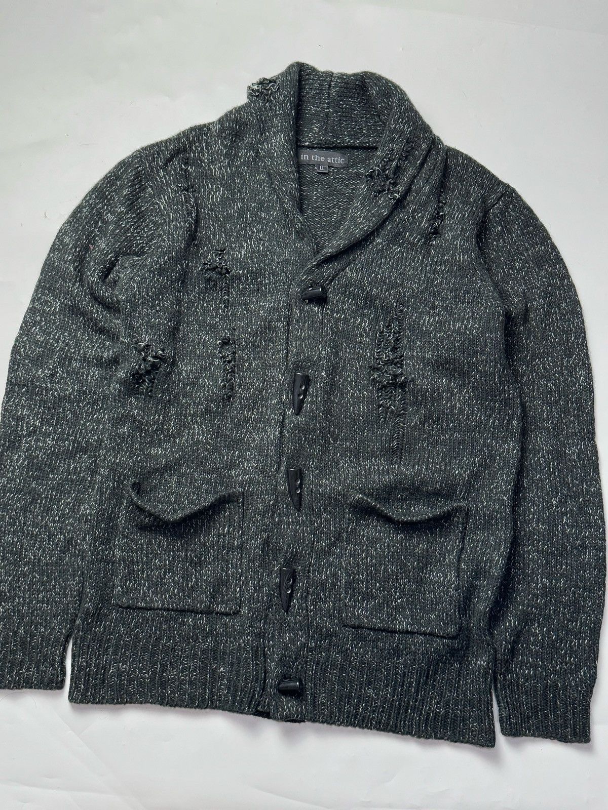 GOSTAR DE FUGA × Japanese Brand × Le Grande Bleu (L.G.B.) Distressed Intheattic Cardigan Ifsixwasnine lgb style Size US L / EU 52-54 / 3 - 1 Thumbnail