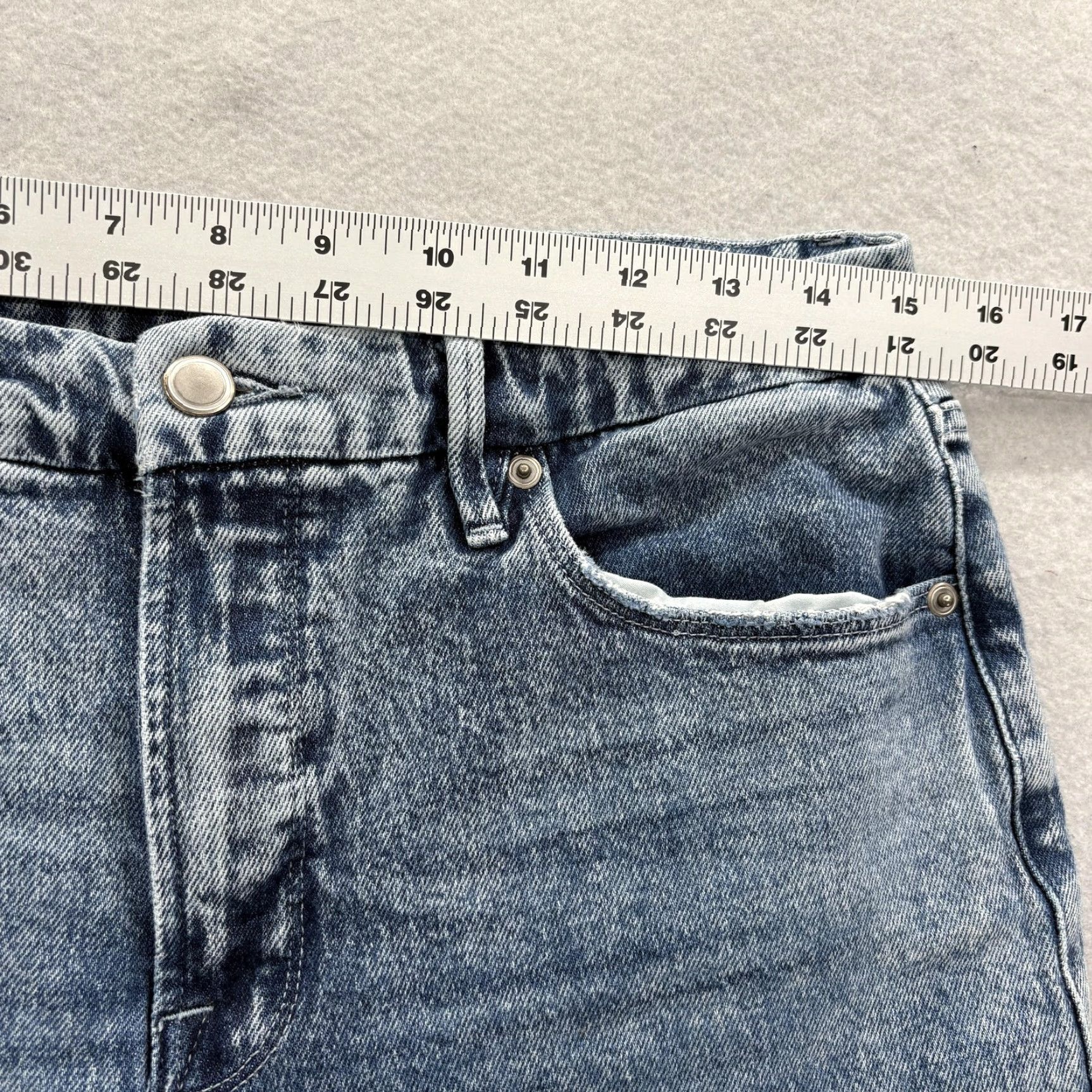 Good American Good American Jeans Womens 8 High Rise Slim Straight Blue Denim 29 in 5-Pocket Stretch Cotton Blend Spandex Size 30" / US 8 / IT 44 - 6 Thumbnail