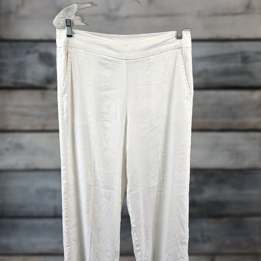 Vintage Chico's Womens Wide Leg Pants Sz 8 White Linen Blend High Rise Ankle Pants N/A? Size 30" / US 8 / IT 44 - 1 Thumbnail