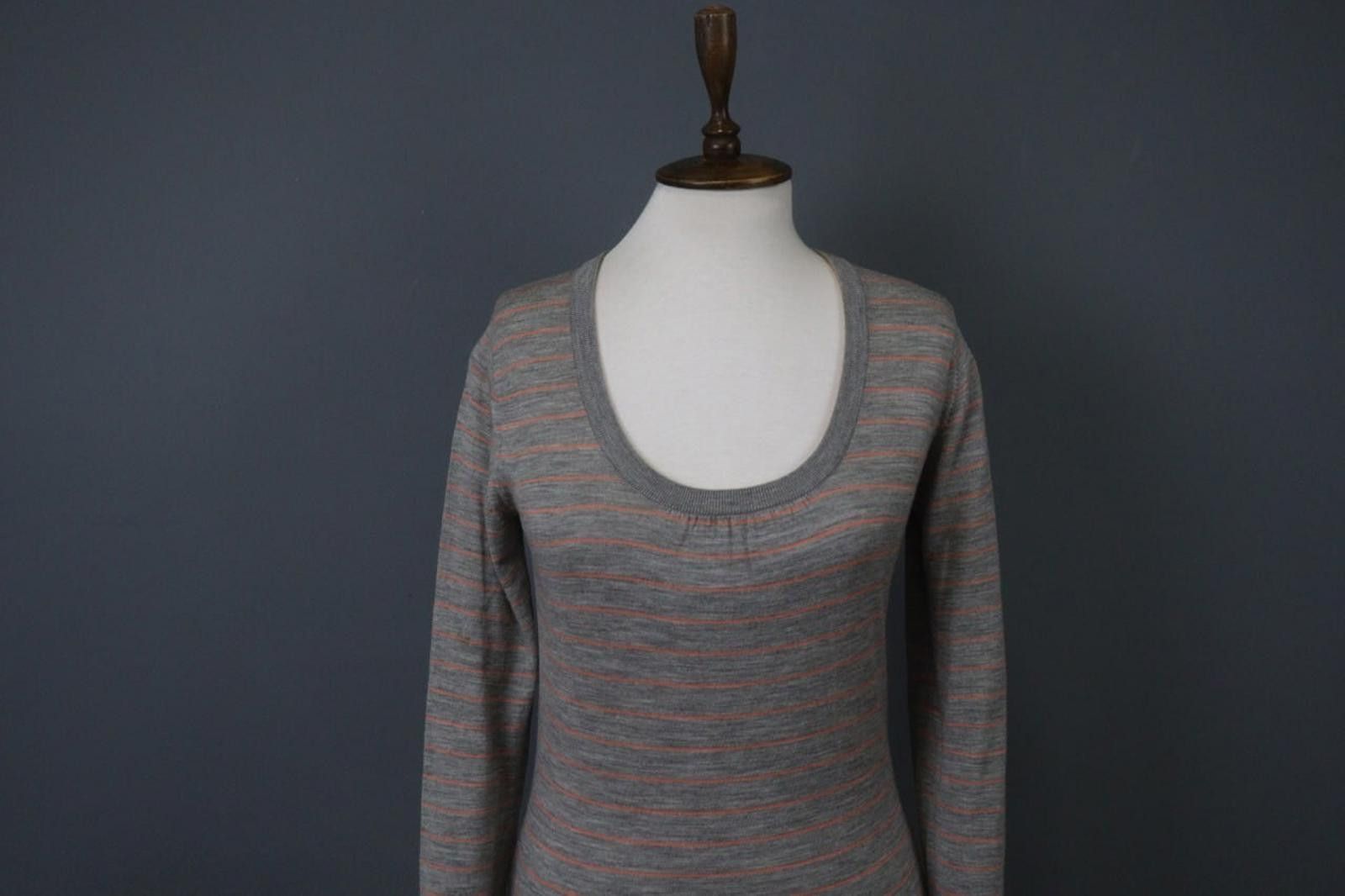 Icebreaker Icebreaker Gray Striped Wool Pullover Knit Top Size S Size S / US 4 / IT 40 - 2 Thumbnail