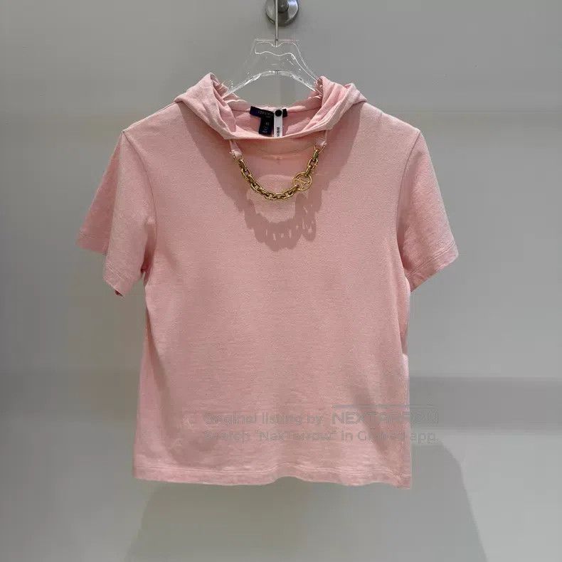 Louis Vuitton Louis Vuitton Pink logo-logo chain-embellished cotton hood Size XS / US 0-2 / IT 36-38 - 1 Thumbnail