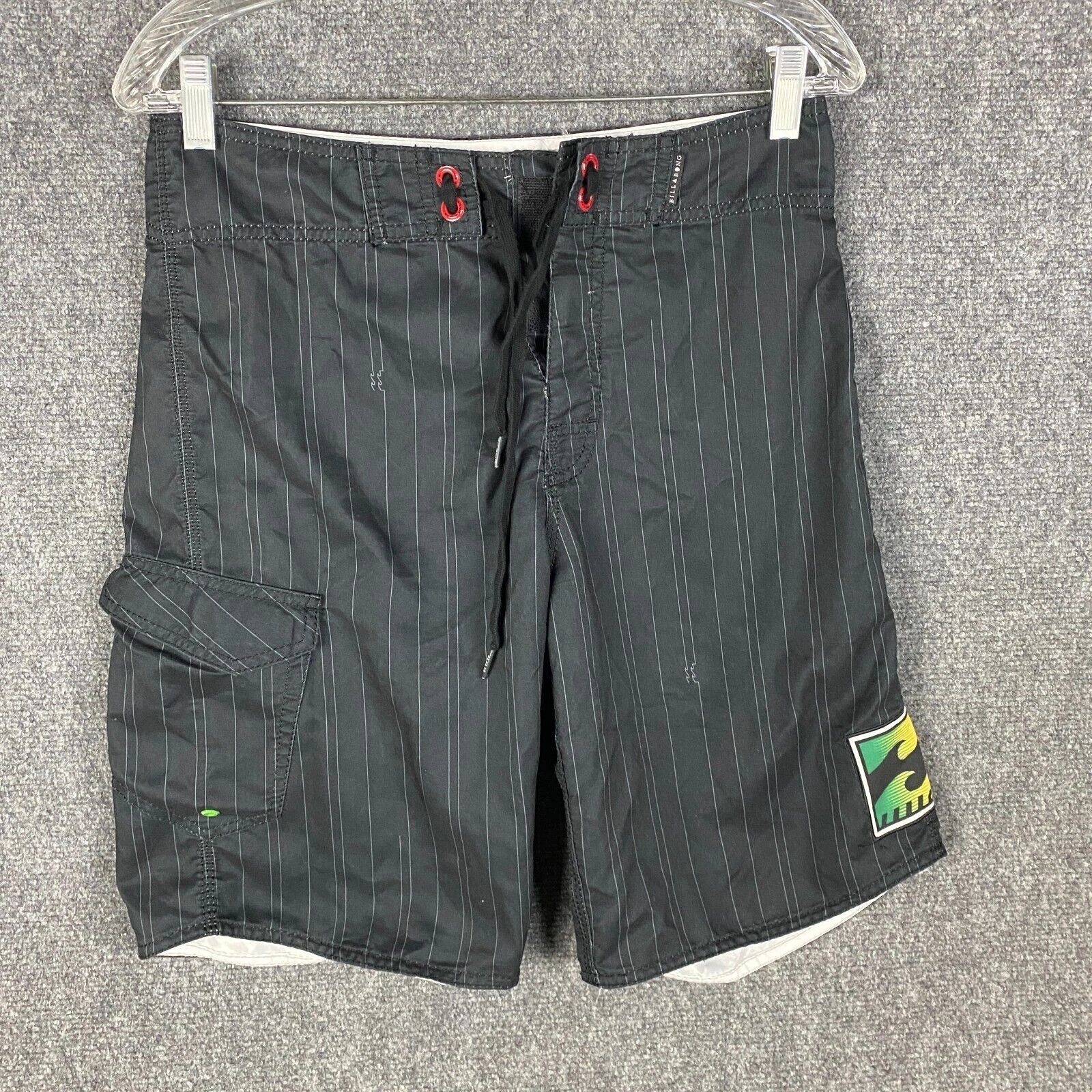 Billabong Billabong Swim Shorts Men's 29 100% Polyester Striped Black Size US 29 - 1 Thumbnail