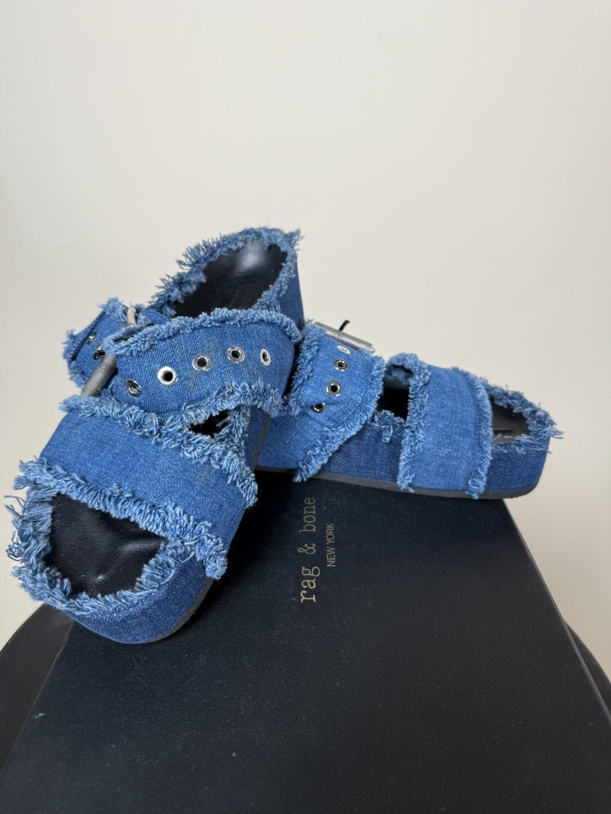 Rag & Bone Women’s Rag & Bone Evin Denim Platform Slides SZ 6 Size US 6 / IT 36 - 1 Thumbnail