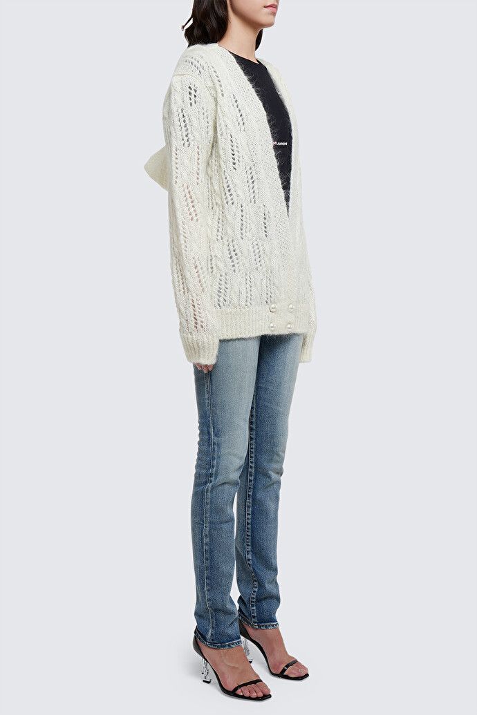 Saint Laurent Paris o1s1wg110924 Sweatshirt With All-Over Logo in White Size XL / US 12-14 / IT 48-50 - 3 Thumbnail