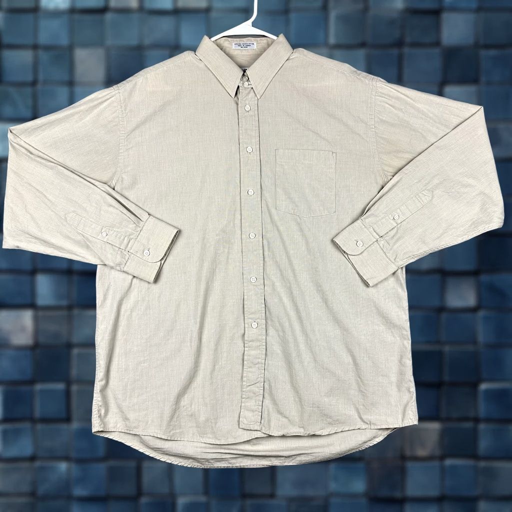 Pierre Balmain Pierre Balmain Shirt Mens 16.5 35 Beige Button Up Chin Strap Pocket Korea Size US XL / EU 56 / 4 - 1 Thumbnail