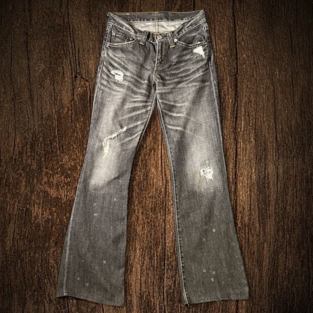 Beauty Beast 🔥 Vintage Flared y2k Levis 708 Black Distressed Denim Size US 30 / EU 46 - 1 Thumbnail