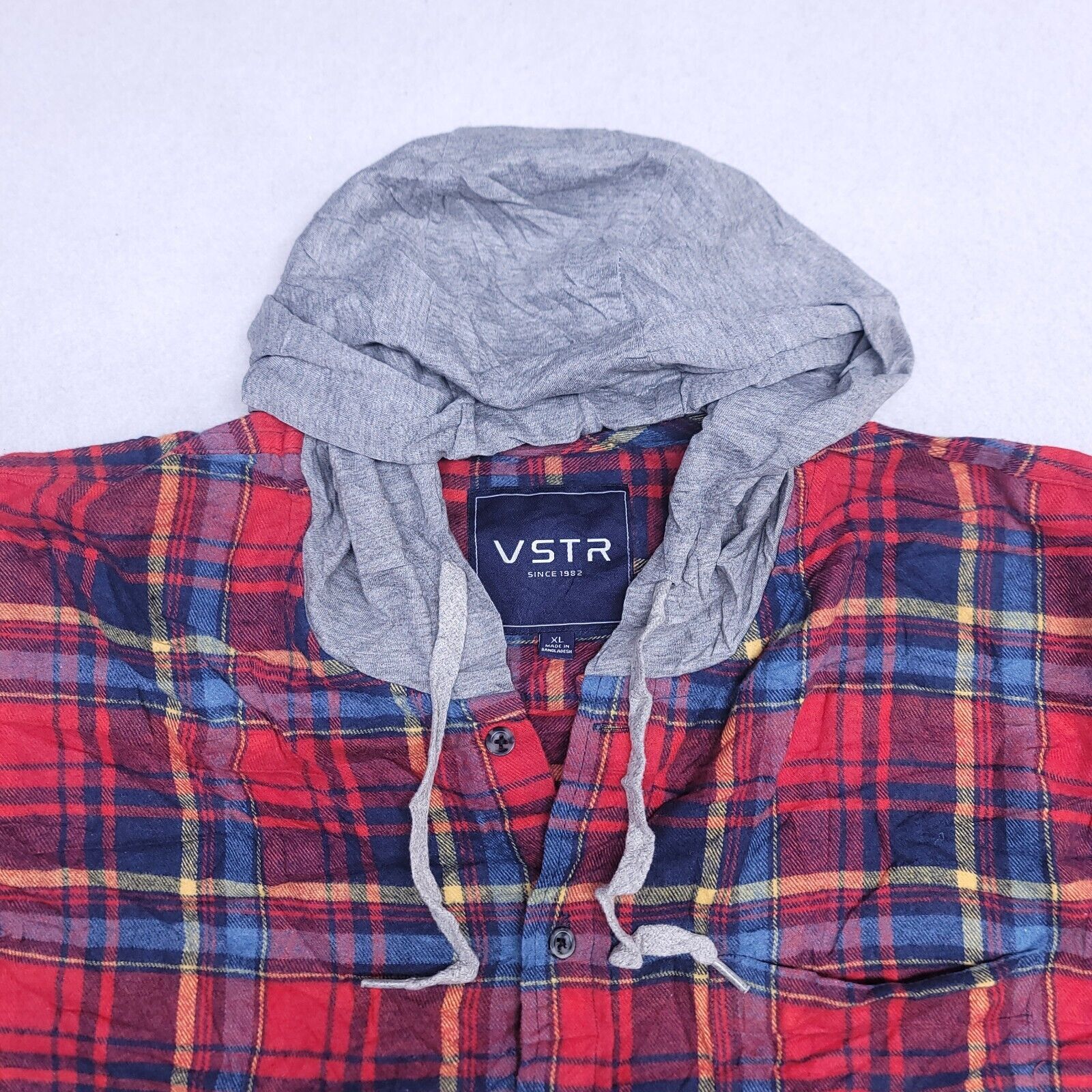 VSTR VSTR Casual Button Up Hoodie Mens Size XL Blue Red Plaid Size US XL / EU 56 / 4 - 1 Thumbnail