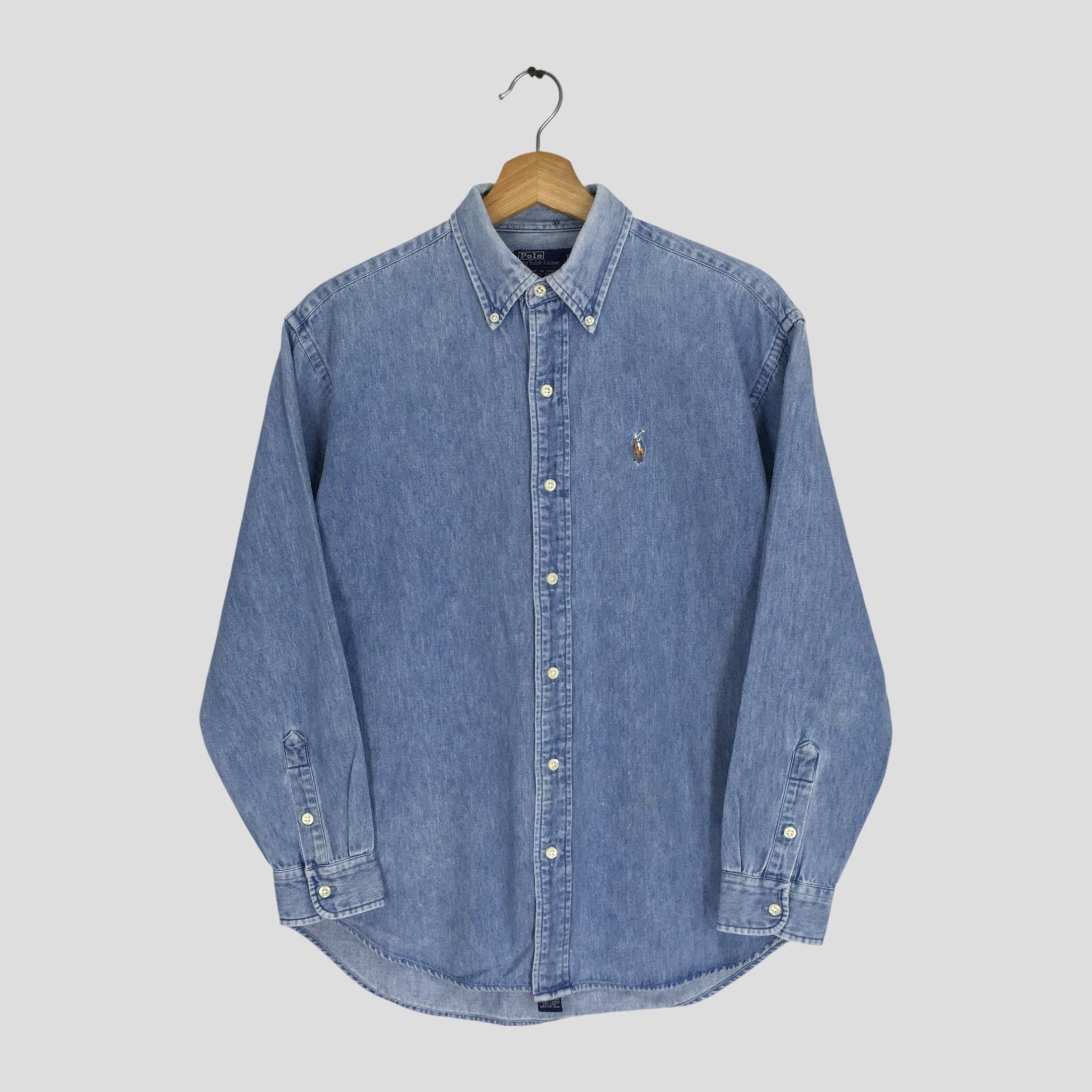 Polo Ralph Lauren Vintage Polo Ralph Lauren Denim Shirt Polo Small Pony Jean Size US L / EU 52-54 / 3 - 1 Thumbnail