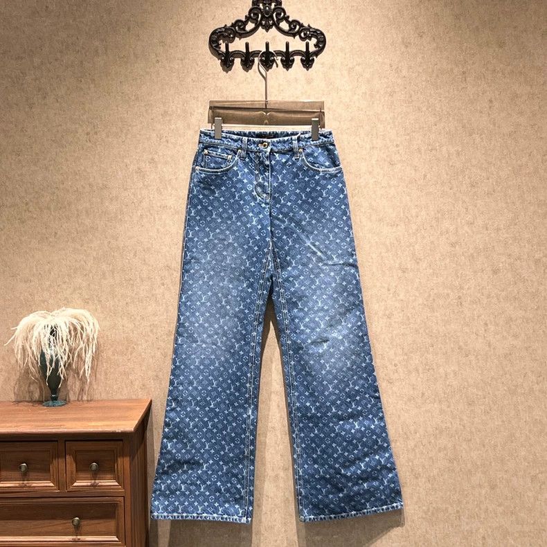 Louis Vuitton Louis Vuitton 25 FW washed blue print full print jeans Size US 38 / EU 54 - 1 Thumbnail