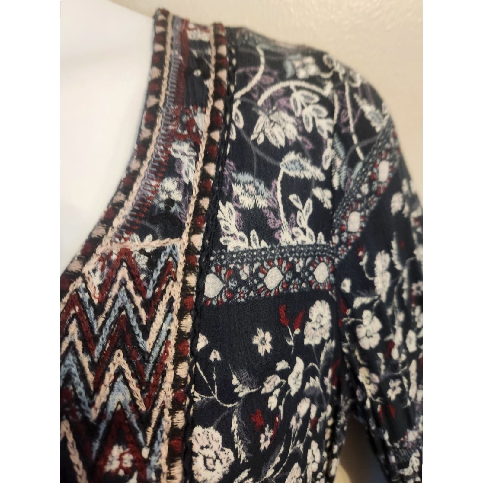 Vintage Knox Rose Dress Embroidered Trim Floral Shift Hippie Boho 2X XXL Size XXL / US 16-18 / IT 52-54 - 3 Thumbnail