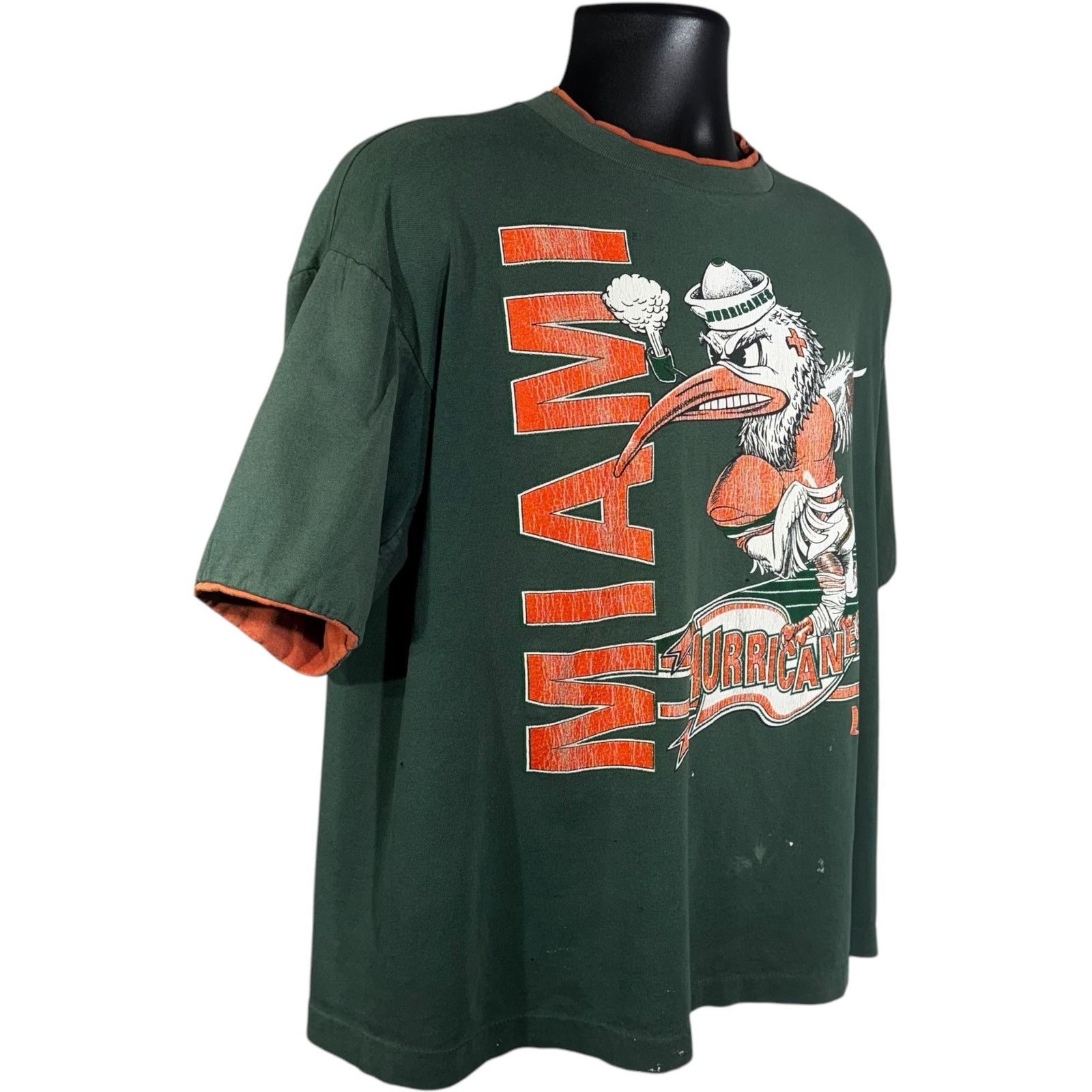 TEE JAYS Vintage University Of Miami Hurricanes Mascot Tee 90s Size US L / EU 52-54 / 3 - 4 Thumbnail