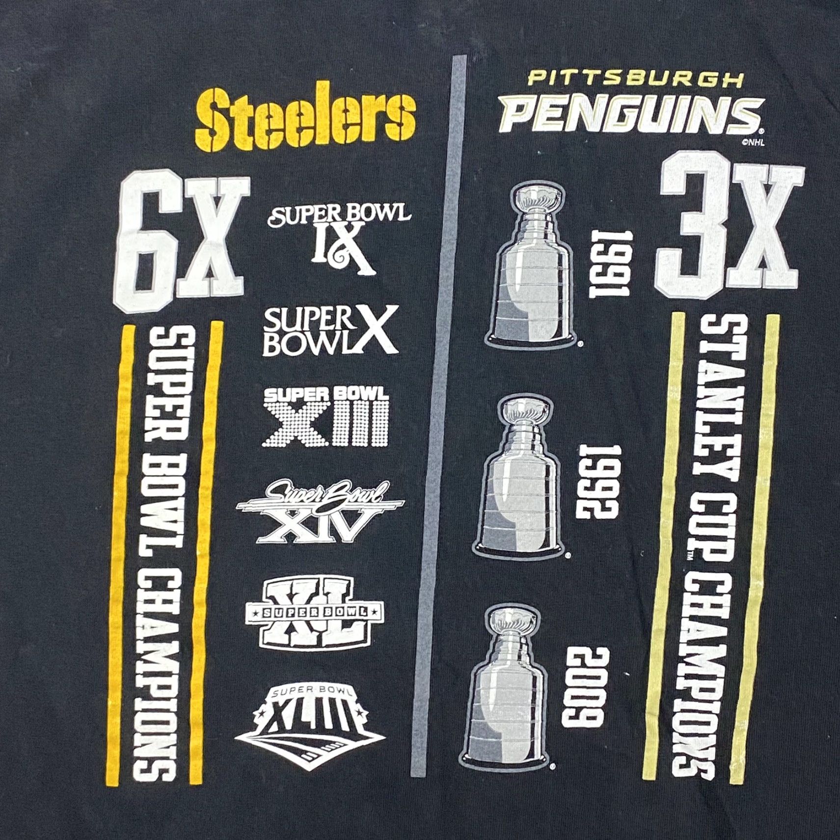 Reebok VINTAGE Reebok Pittsburgh Steelers T Shirt L Black Short Sleeve Crew Neck Double Sided Sports Penguins Mens/Womens Size US L / EU 52-54 / 3 - 5 Thumbnail