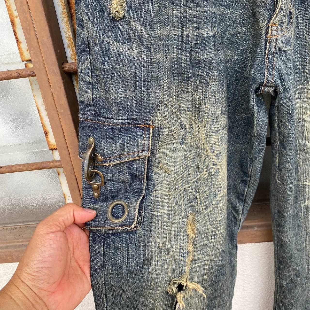 In The Attic Y2K IN THE ATTIC Japan Grunge"Mudwash Distressed Flared Hook Size US 30 / EU 46 - 7 Thumbnail