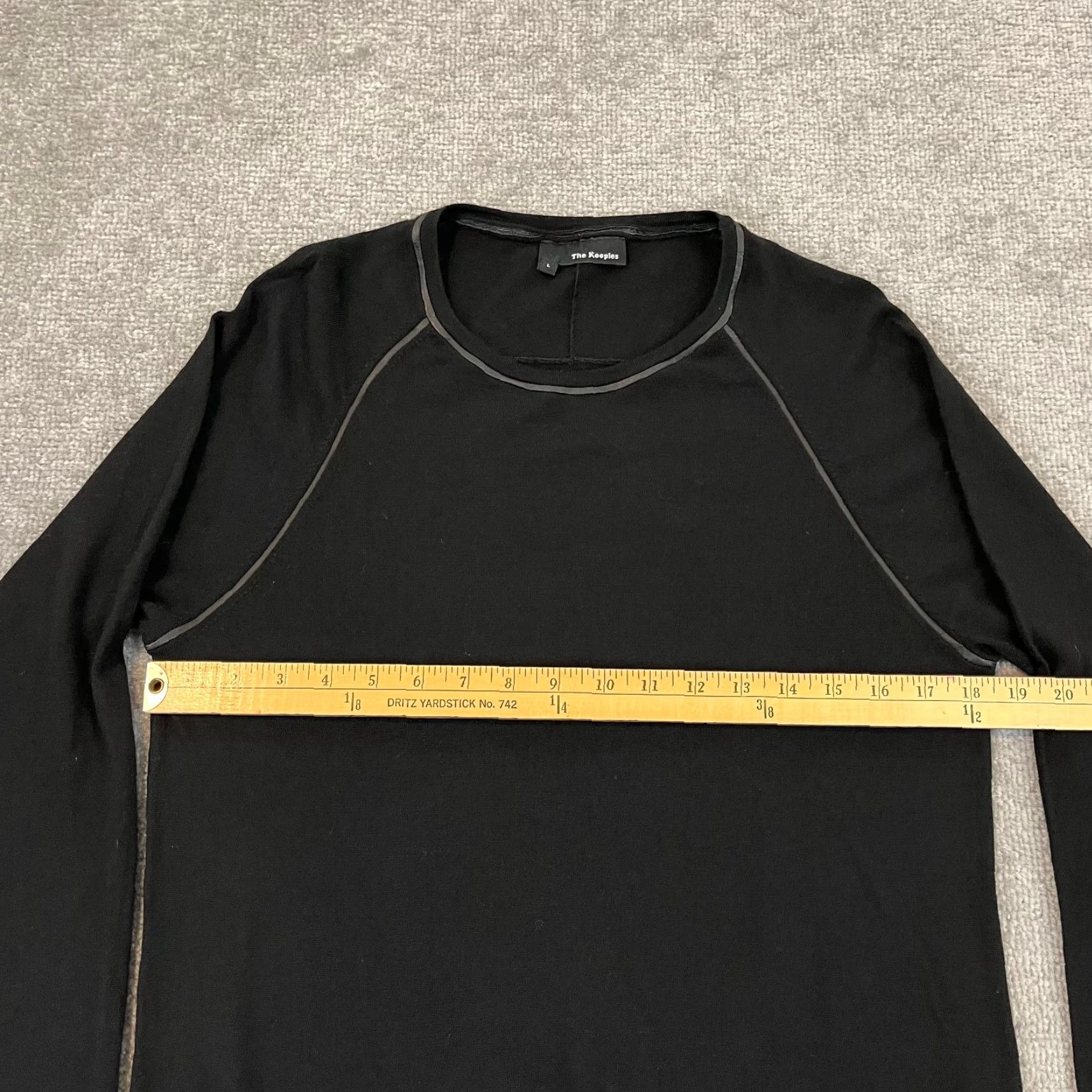 The Kooples The Kooples Shirt Womens Large Black Merino Wool Lambskin Leather Trim Sweater Size L / US 10 / IT 46 - 4 Thumbnail